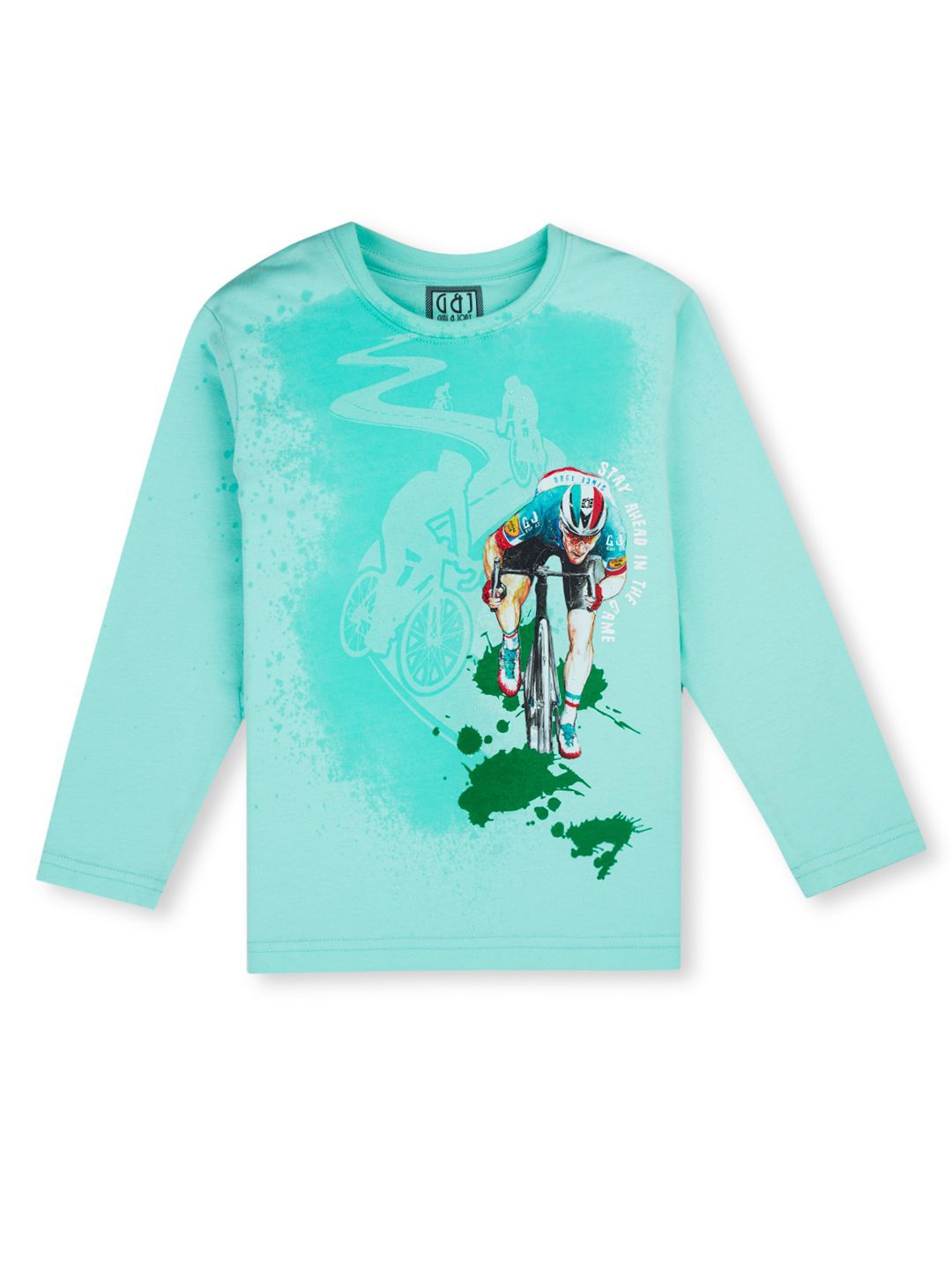 

Gini and Jony Boys Graphic Printed Long Sleeves Cotton T-shirt, Green