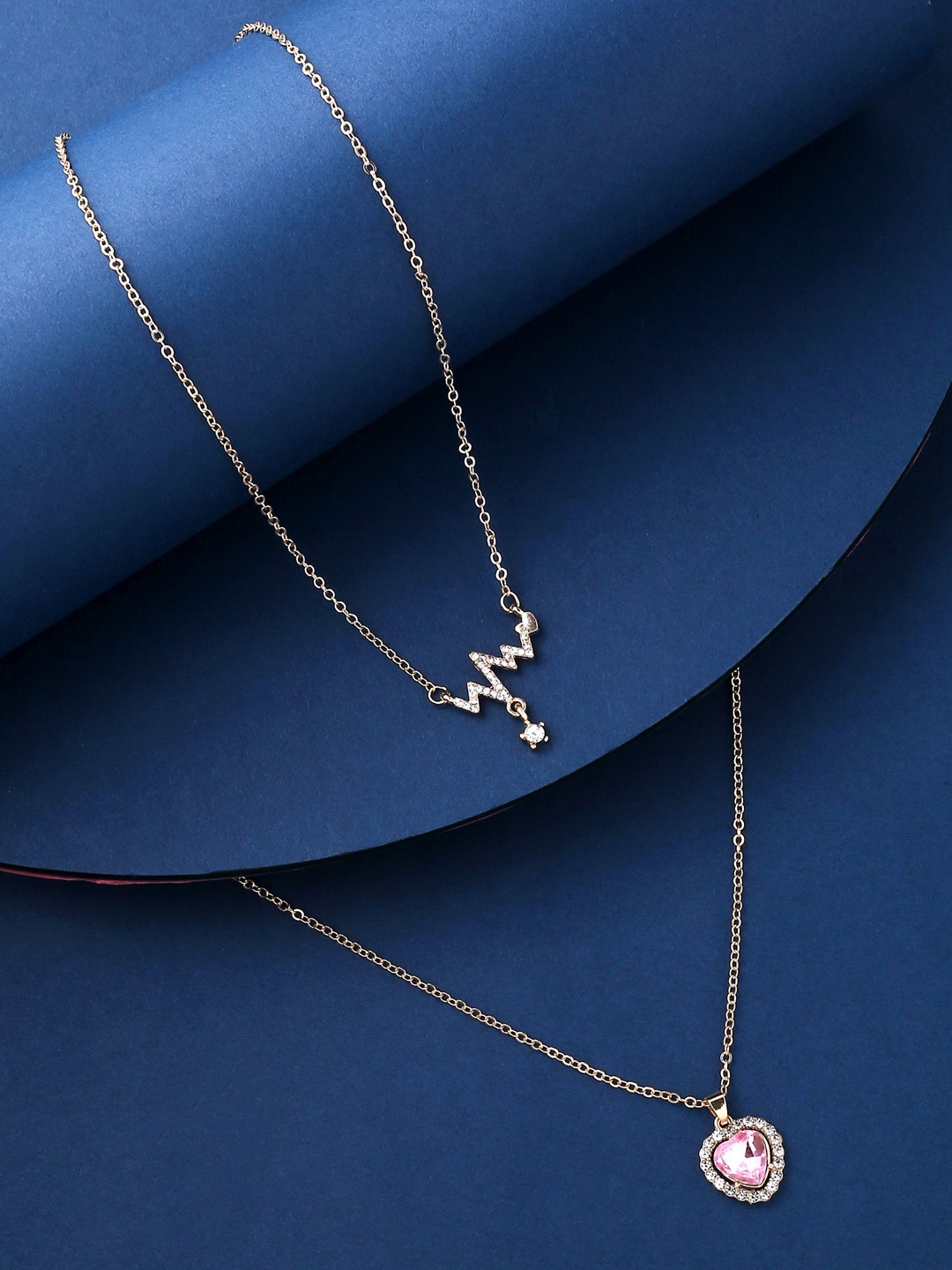 

Yellow Chimes Set of 2 Gold-Plated Heart Shaped Pendant with Chain