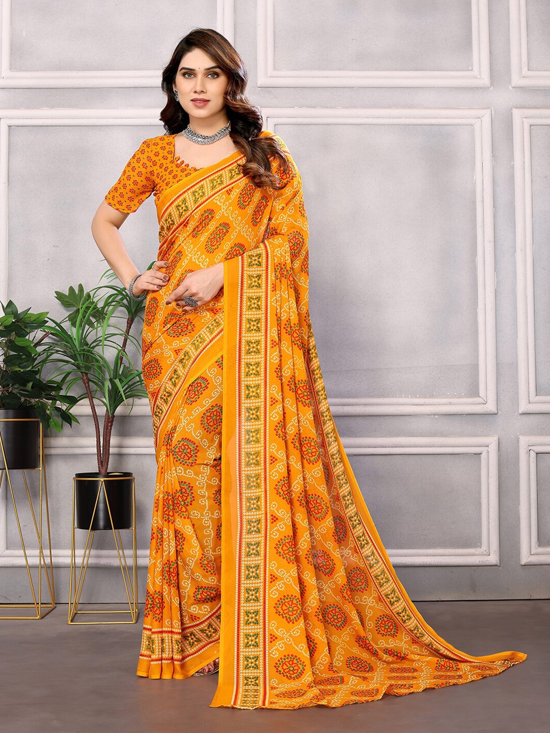 

ANAND SAREES Ethnic Motifs Saree, Yellow