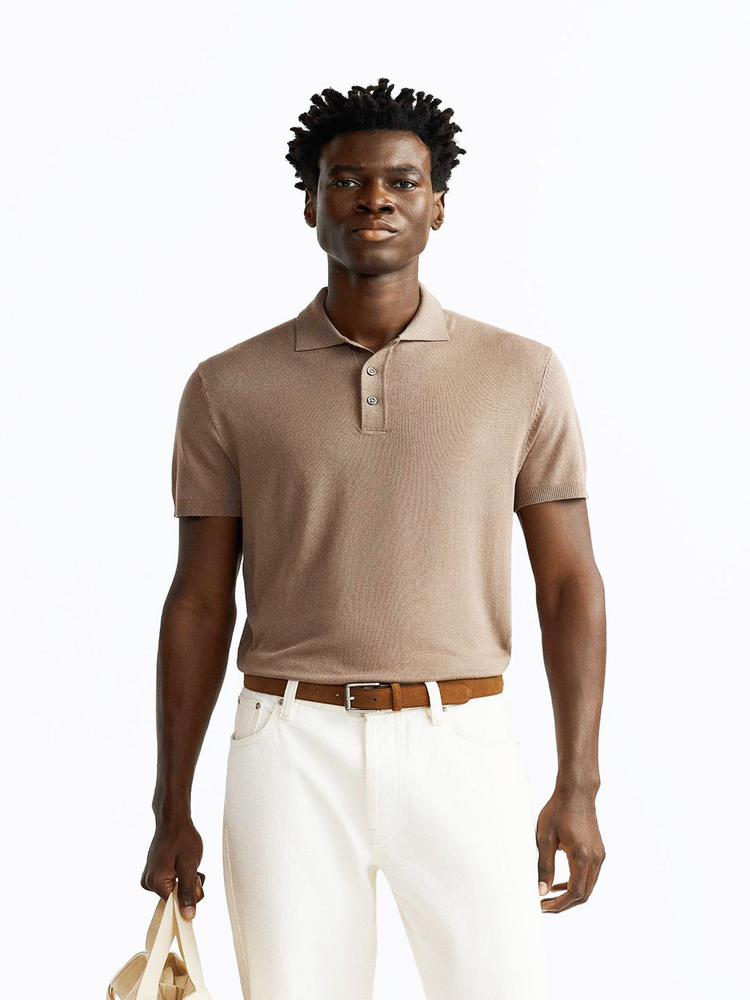 

BAESD Men Polo Collar T-shirt, Beige