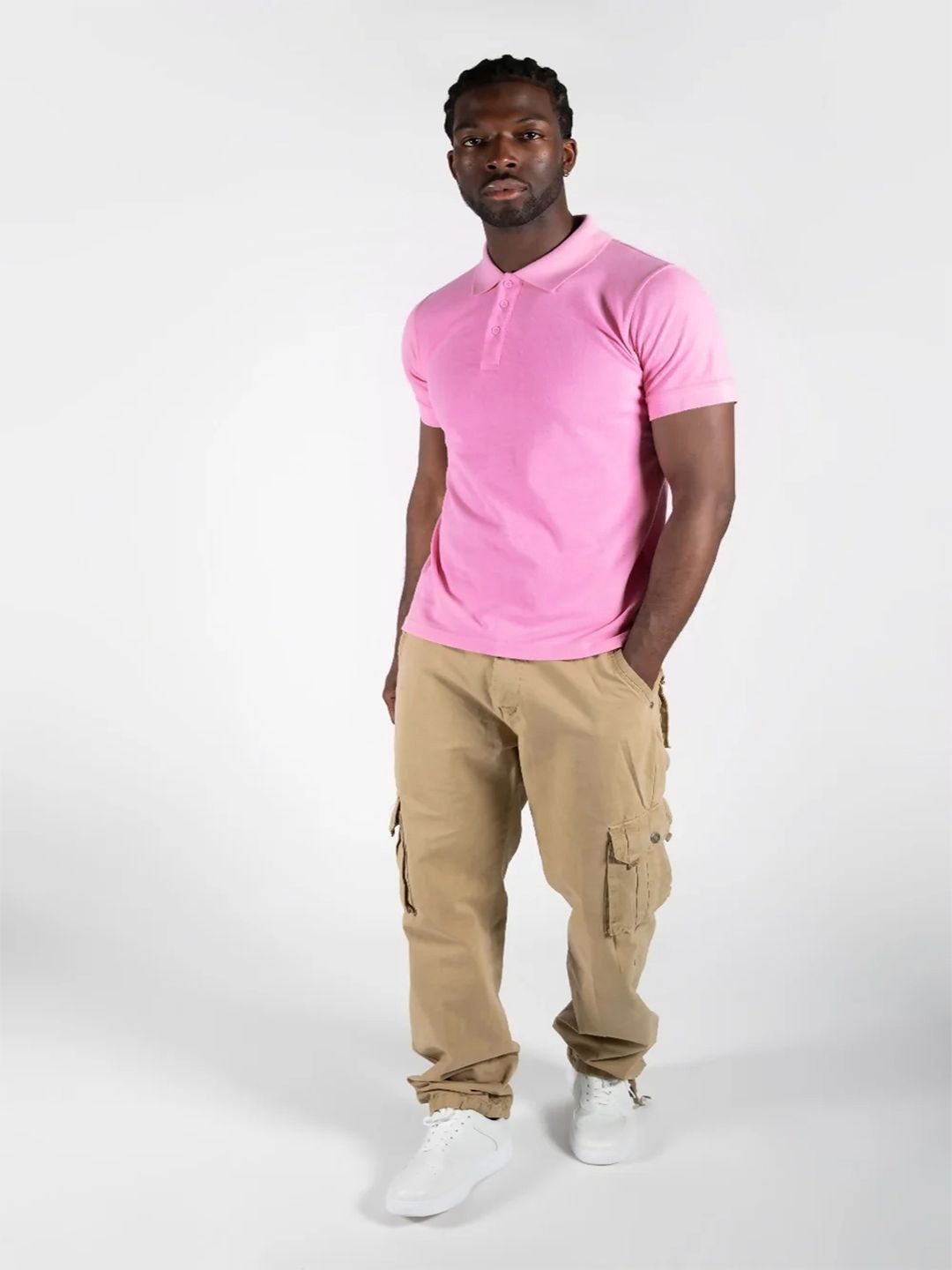 

BAESD Men V-Neck Pockets T-shirt, Pink