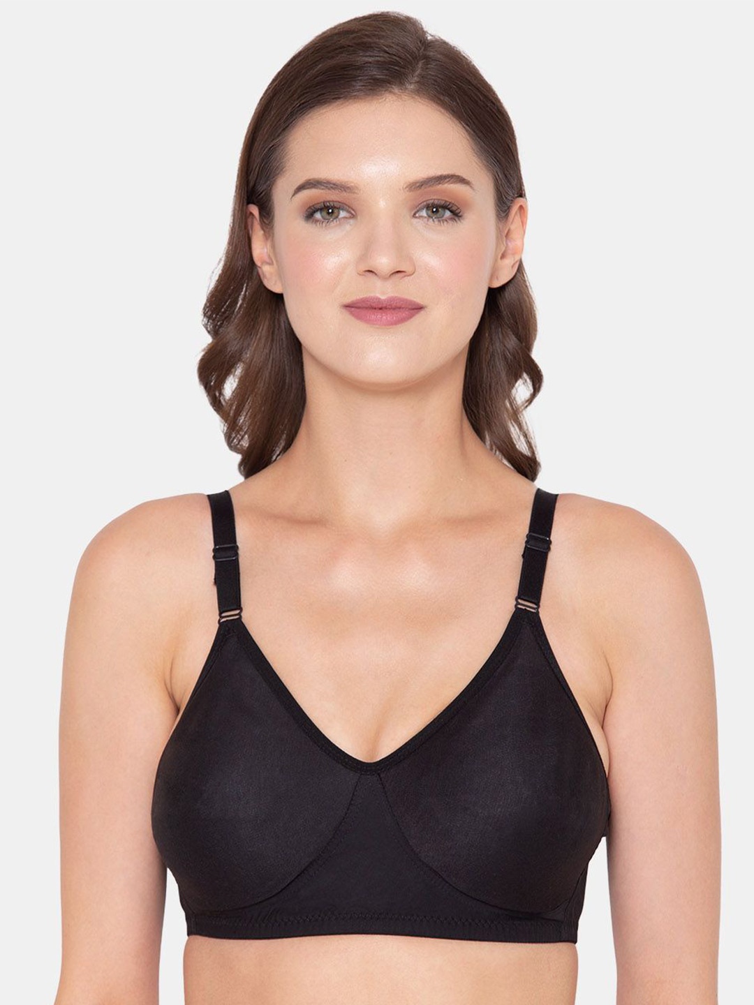 

Souminie Full Coverage Non Padded Non-Wired Cotton T-shirt Bra- All Day Comfort, Black