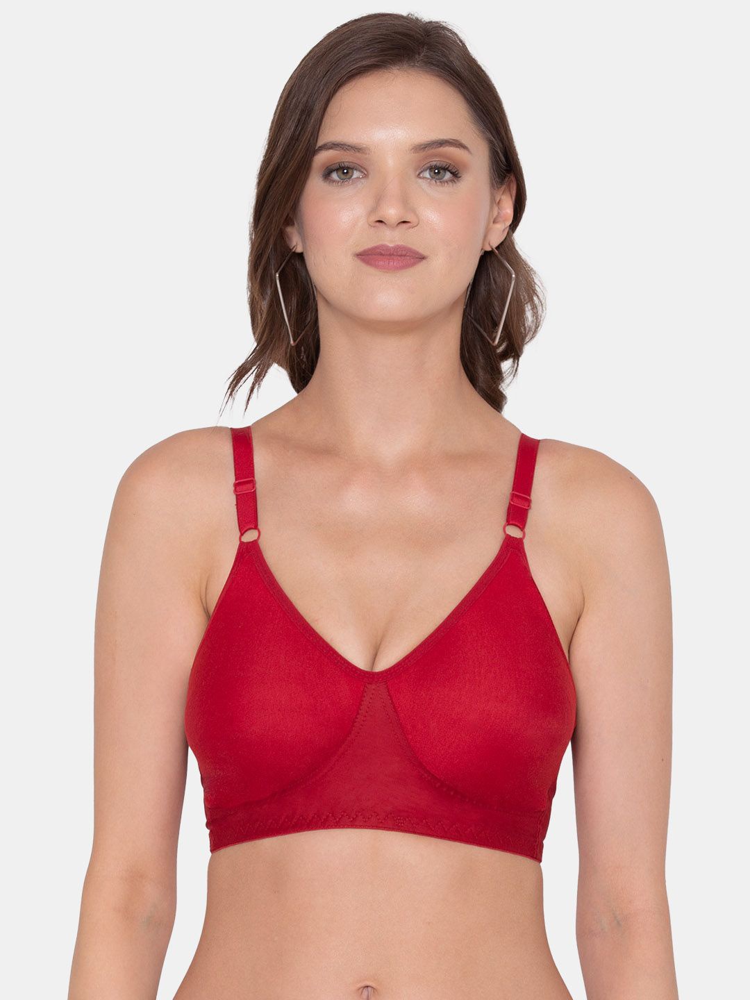

Souminie Full Coverage Non Padded Non-Wired Cotton T-shirt Bra- All Day Comfort, Red