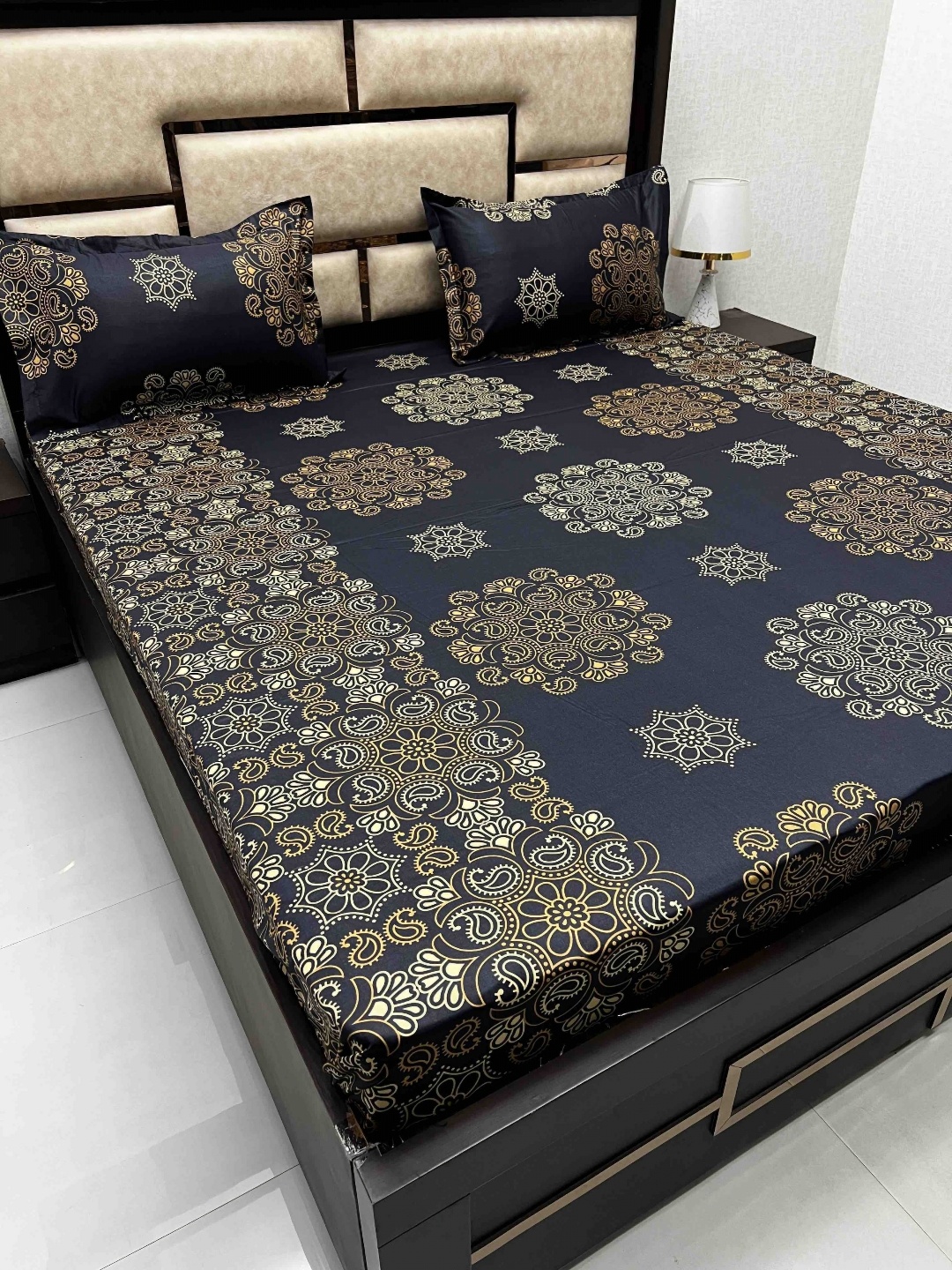 

Pure Decor Blue Ethnic Motifs Pure Cotton 300 TC Queen Bedsheet with 2 Pillow Covers