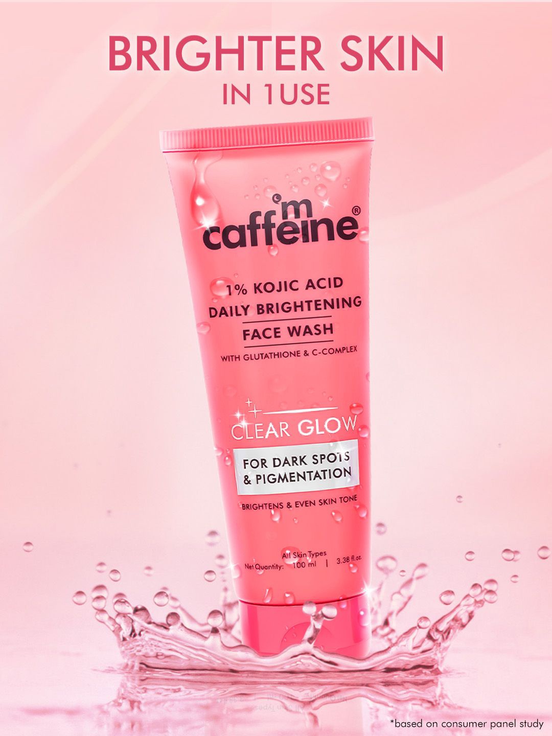 

MCaffeine Daily Brightening Face Wash With 1% Kojic Acid Glutathione & C-Complex - 100ml, Pink