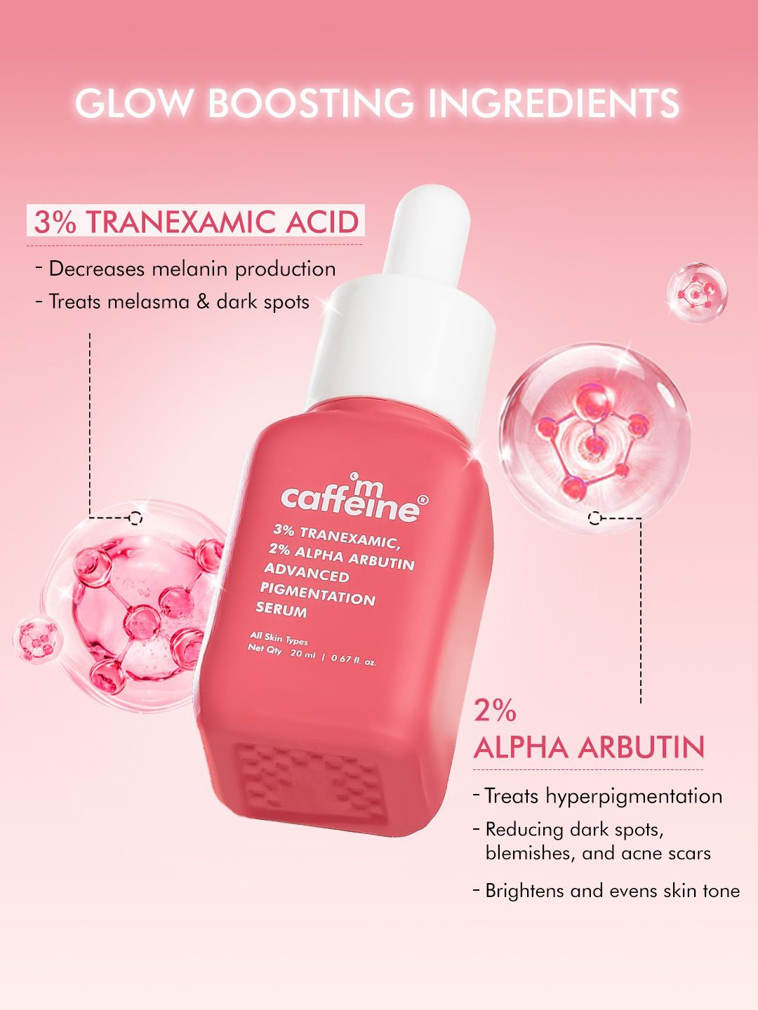 

MCaffeine Advanced Pigmentation Serum with Tranexamic Acid & Alpha Arbutin - 20 ml, Red