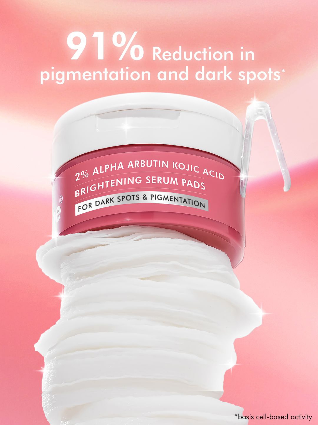

MCaffeine 2% Alpha Arbutin Kojic Acid Brightening Toner-Serum Pads - 40 Pcs, Pink