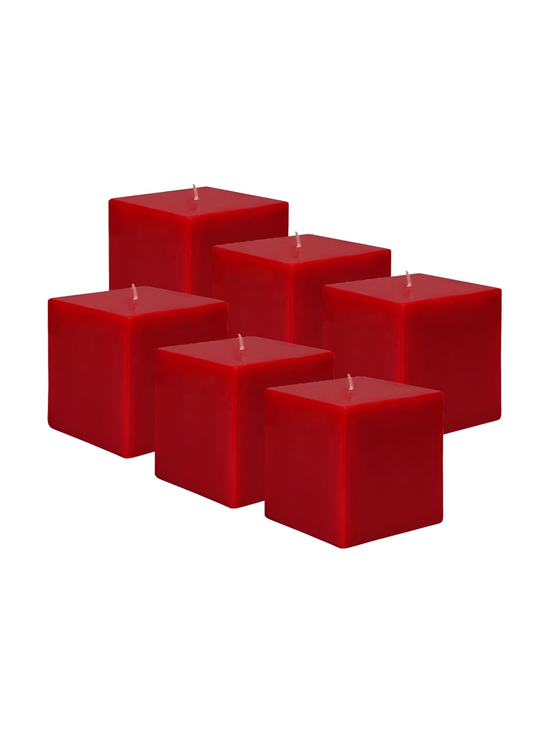 

atorakushon Red 6 Pieces Rose Scented Square Pillar Candles