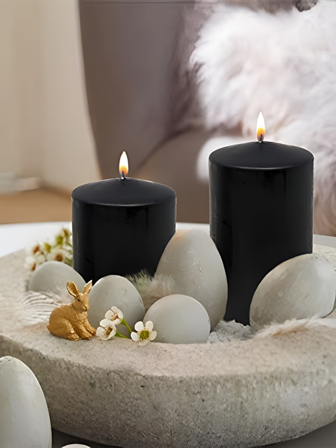 

atorakushon Black 2 Pieces Scented Paraffin Pillar Candles