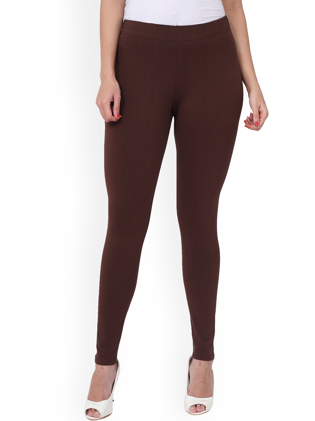 

MIRAAN Cotton Ankle-Length Leggings, Brown