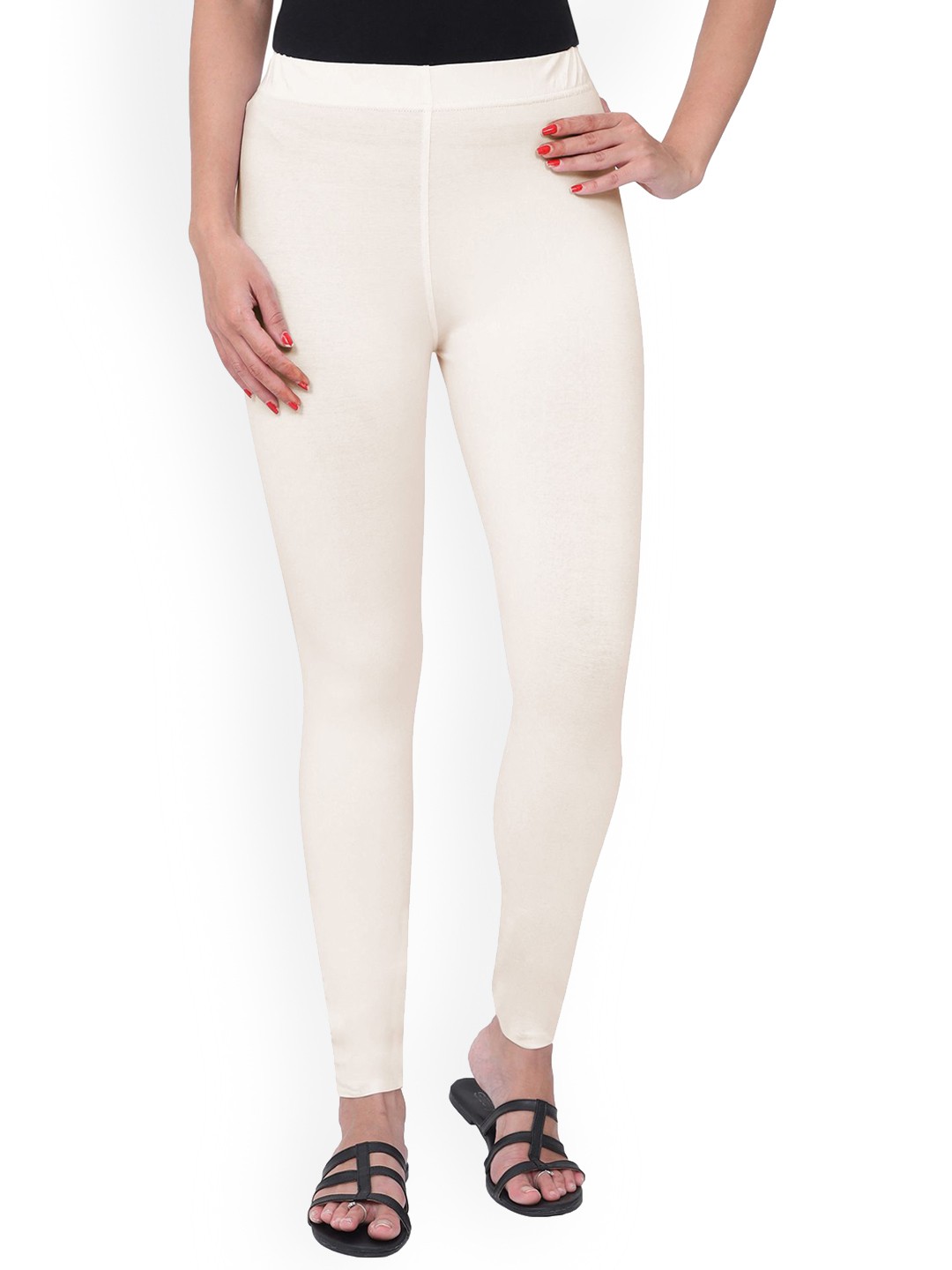 

MIRAAN Women Ankle-Length Cotton Leggings, White