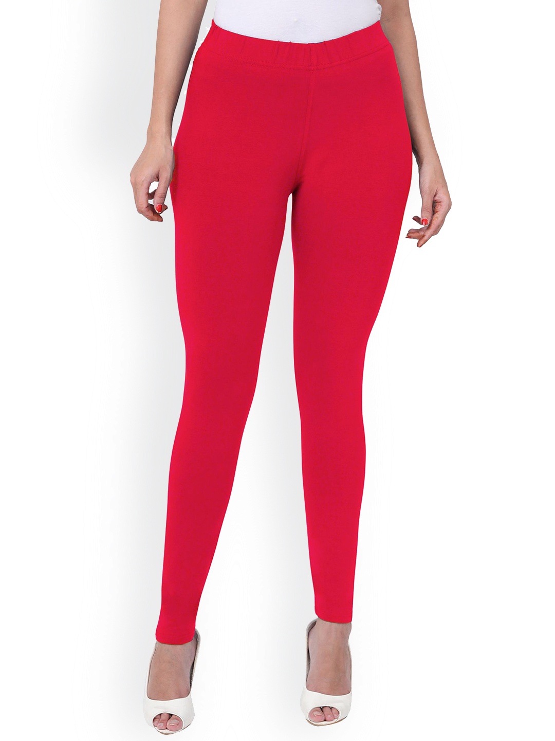 

MIRAAN Ankle-Length Cotton Leggings, Red