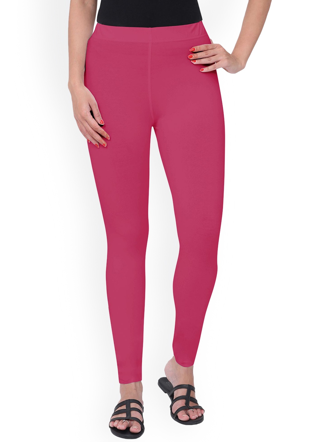 

MIRAAN Ankle-Length Cotton Leggings, Pink