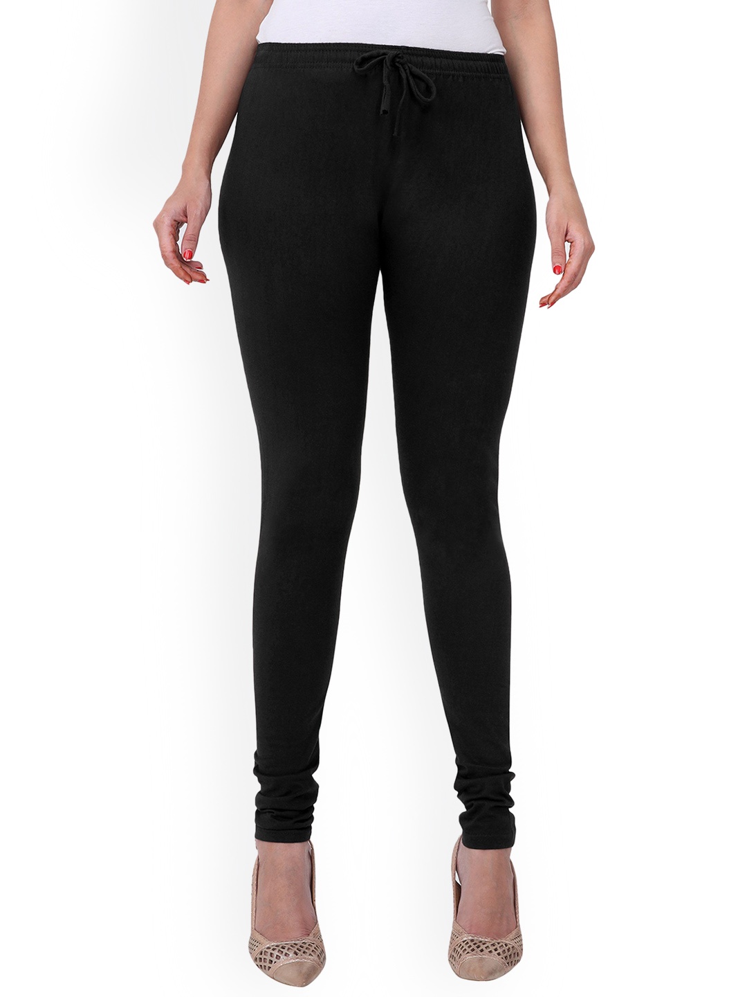 

MIRAAN Knitted Churidar-Length Leggings, Black