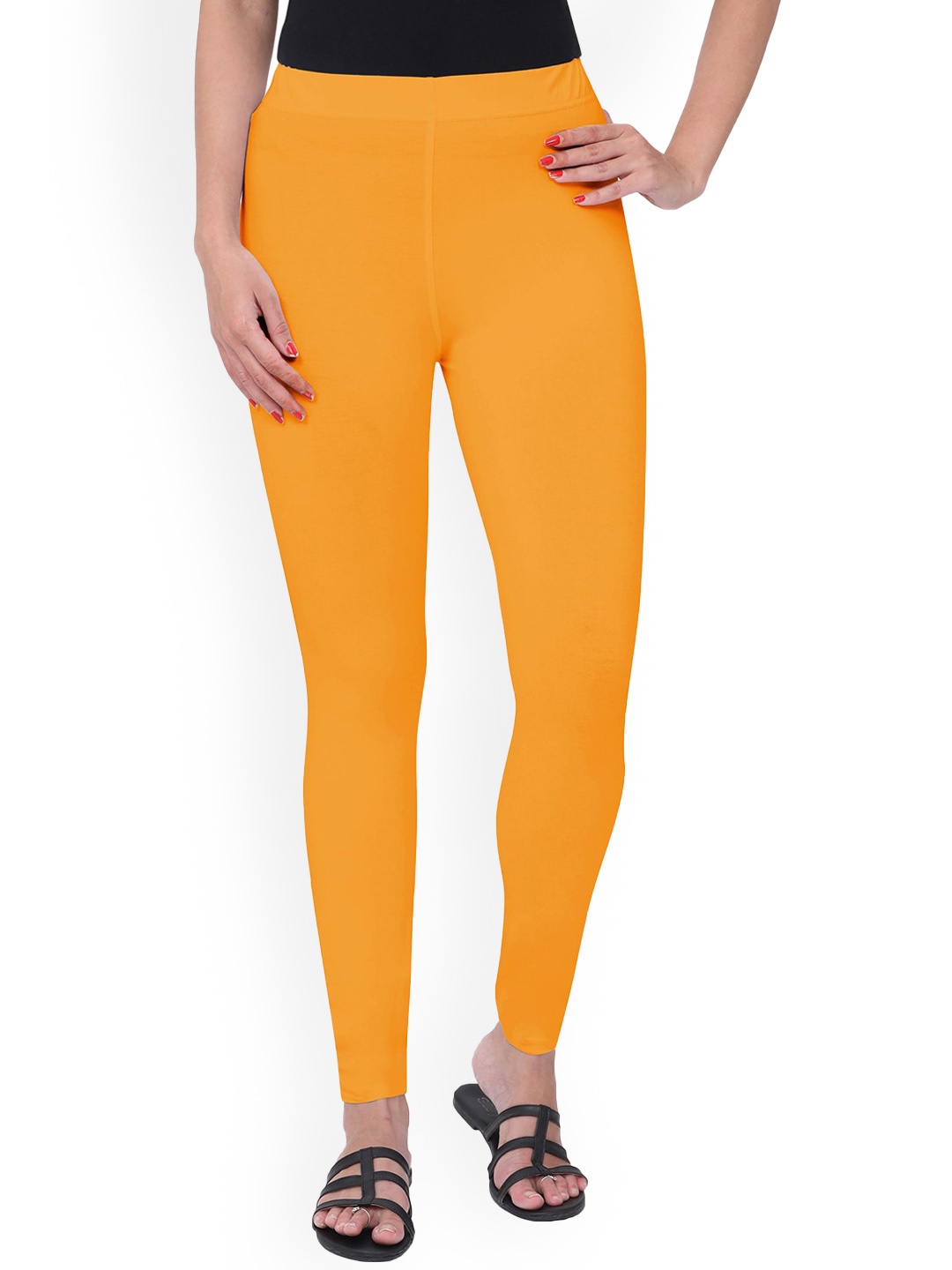 

MIRAAN Knitted Ankle-Length Leggings, Mustard