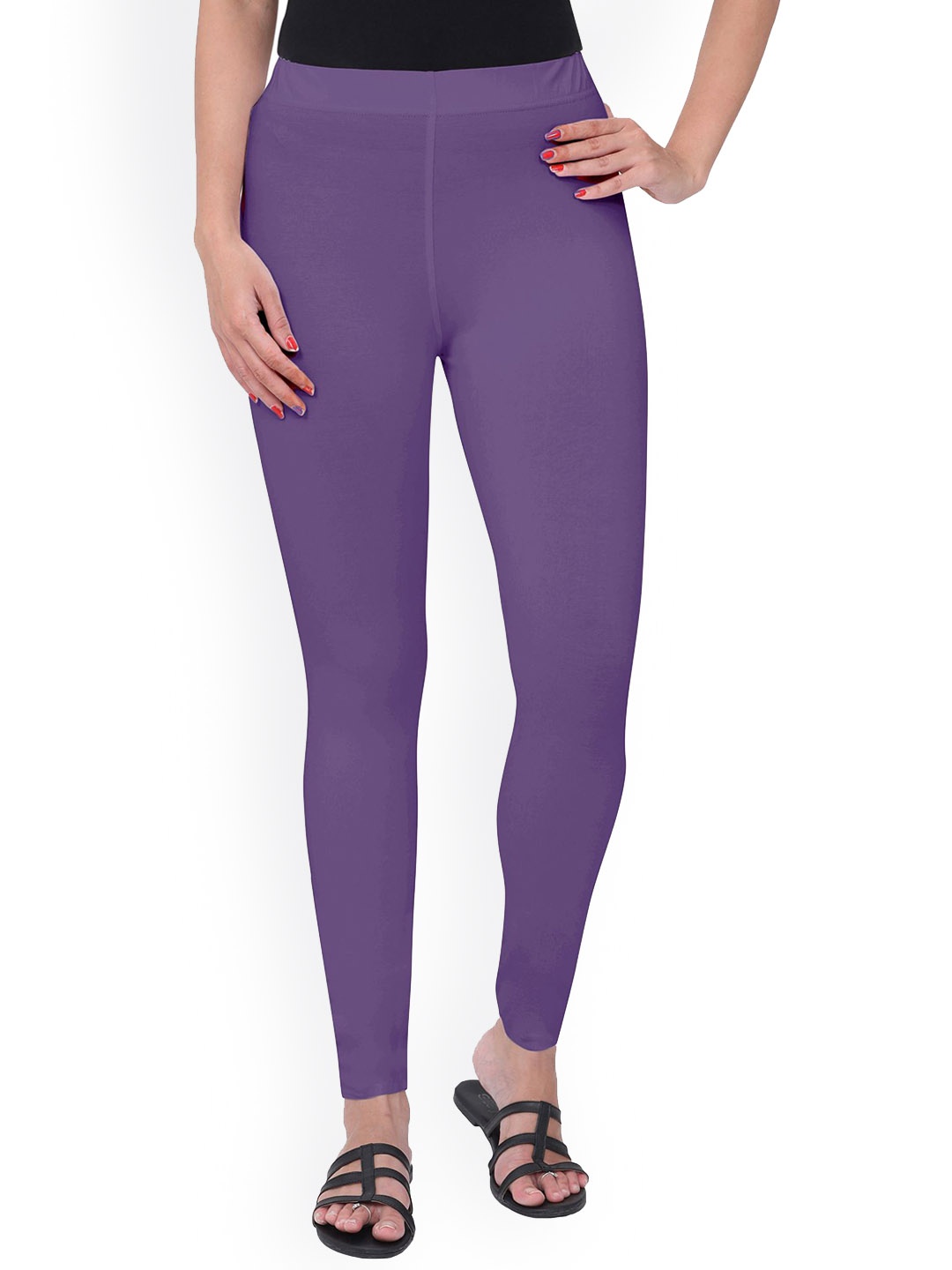

MIRAAN Knitted Ankle-Length Leggings, Violet