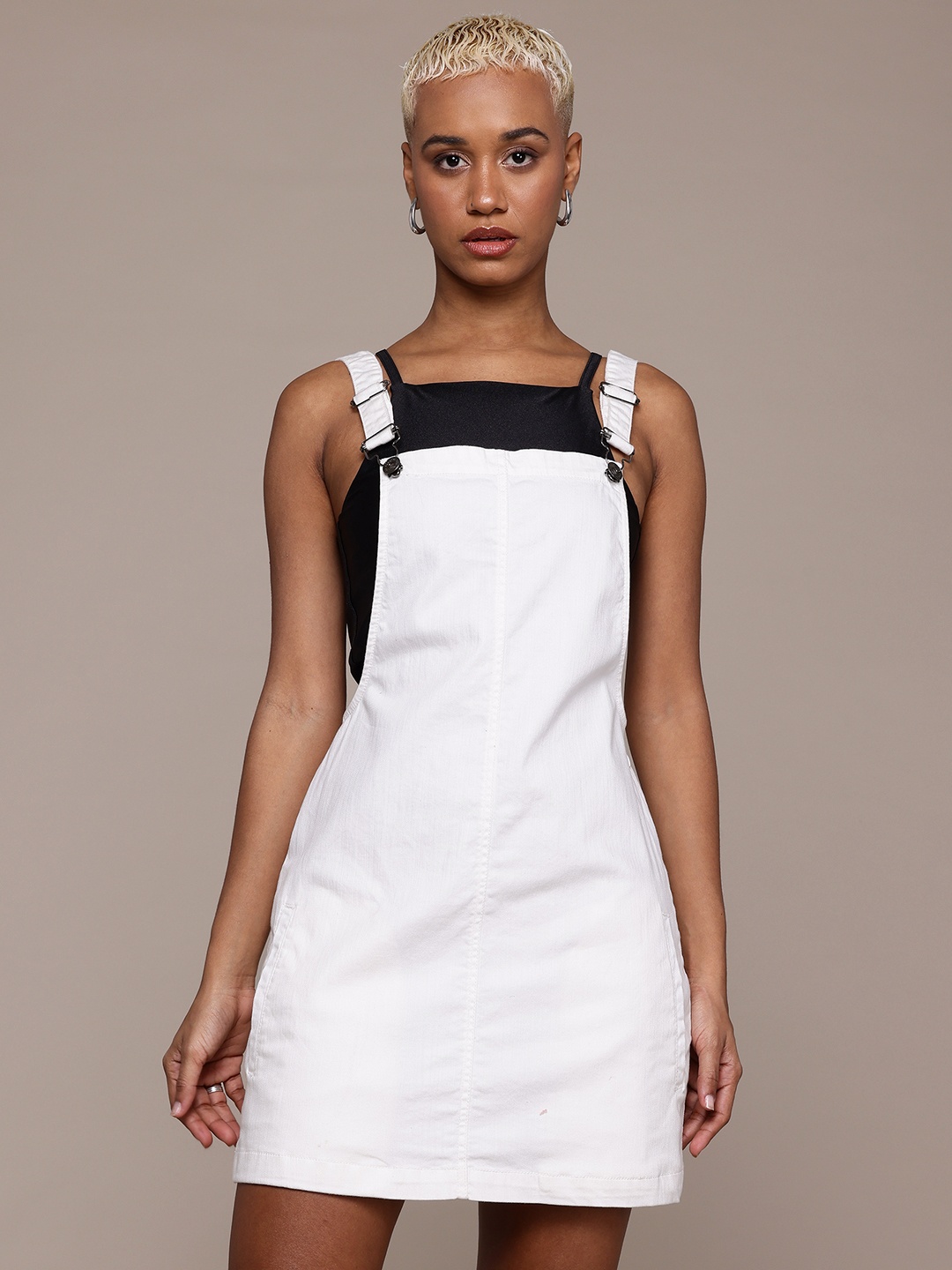 

Roadster Denim Pinafore Mini Dress, White