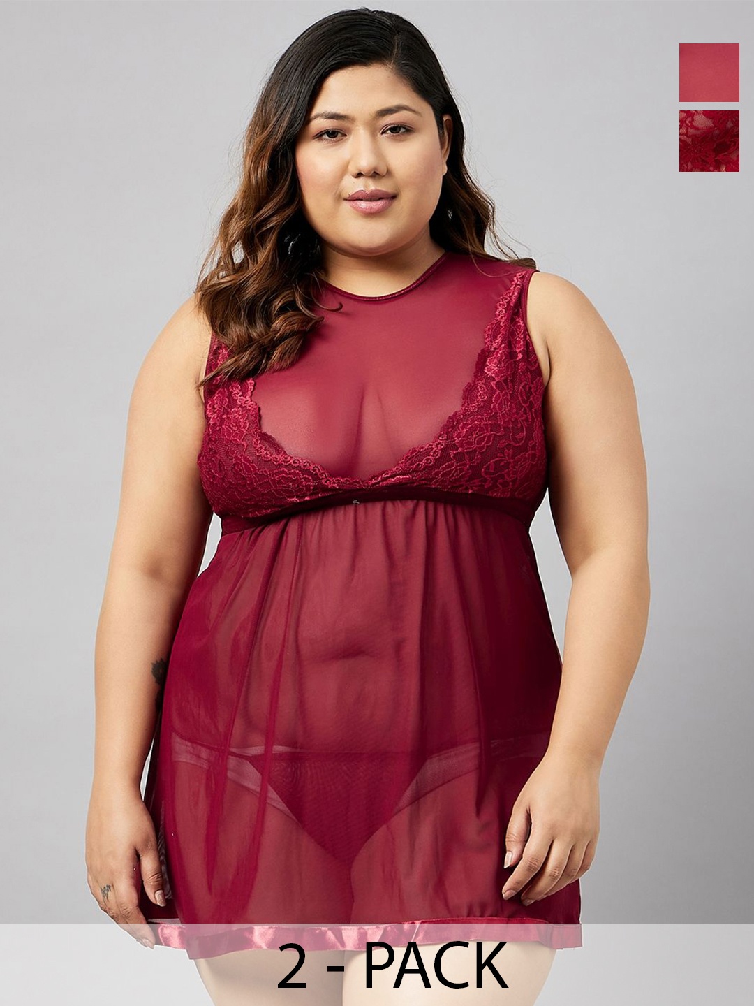 

Curves By ZeroKaata Net Baby Doll, Maroon