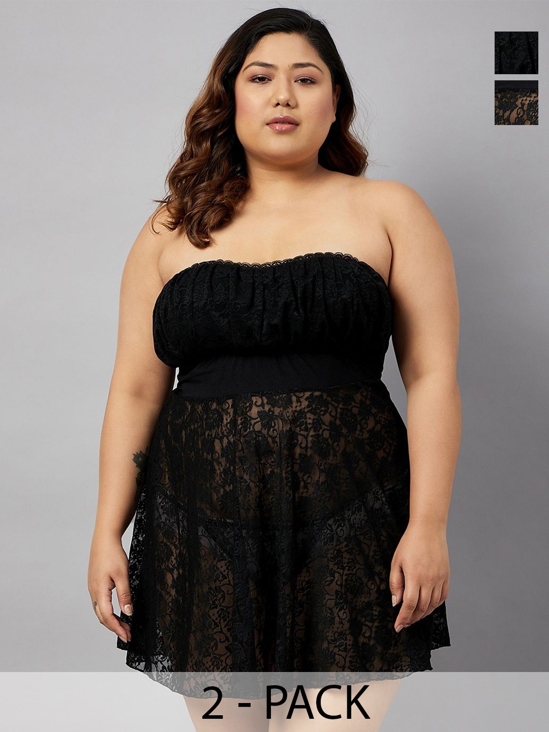 

Curves By ZeroKaata Strapless Baby Doll, Assorted