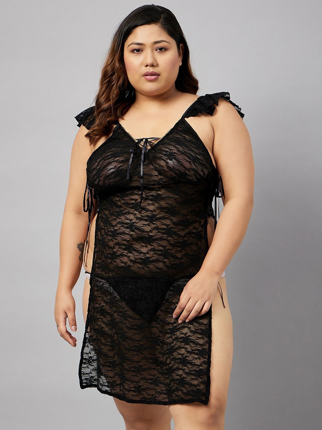 

Curves By ZeroKaata Net Baby Doll, Black