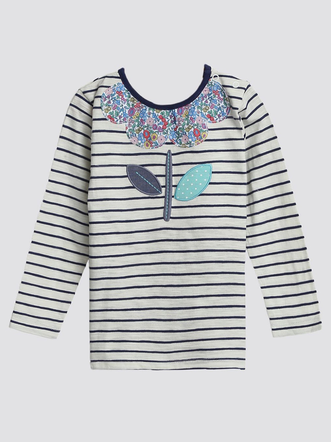 

H By Hamleys Girls Striped Pockets T-shirt, Off white