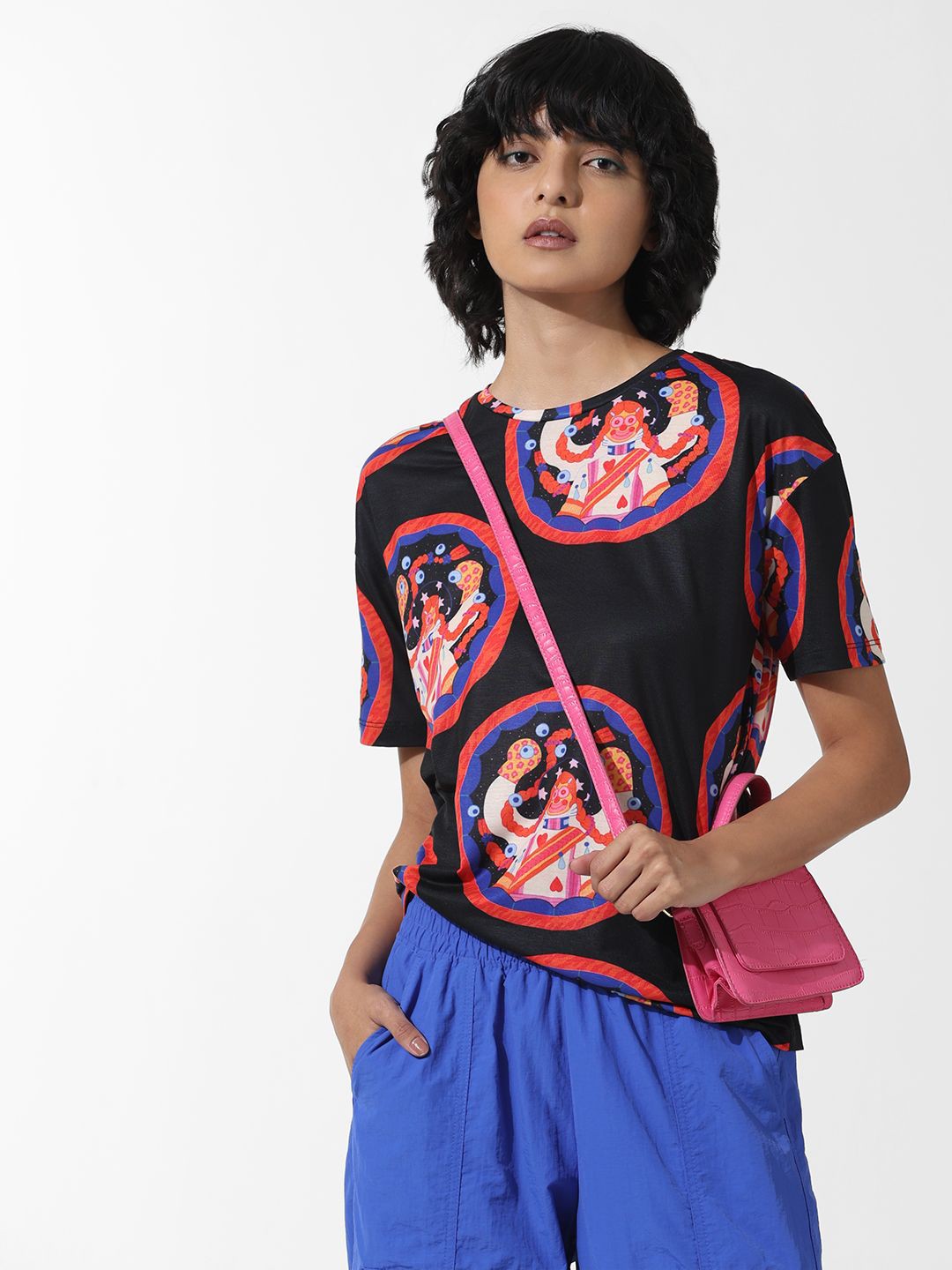 

ONLY ONLDAPE ARTIST SS TEE Graphic Printed Drop-Shoulder Sleeves Pure Cotton T-shirt, Black