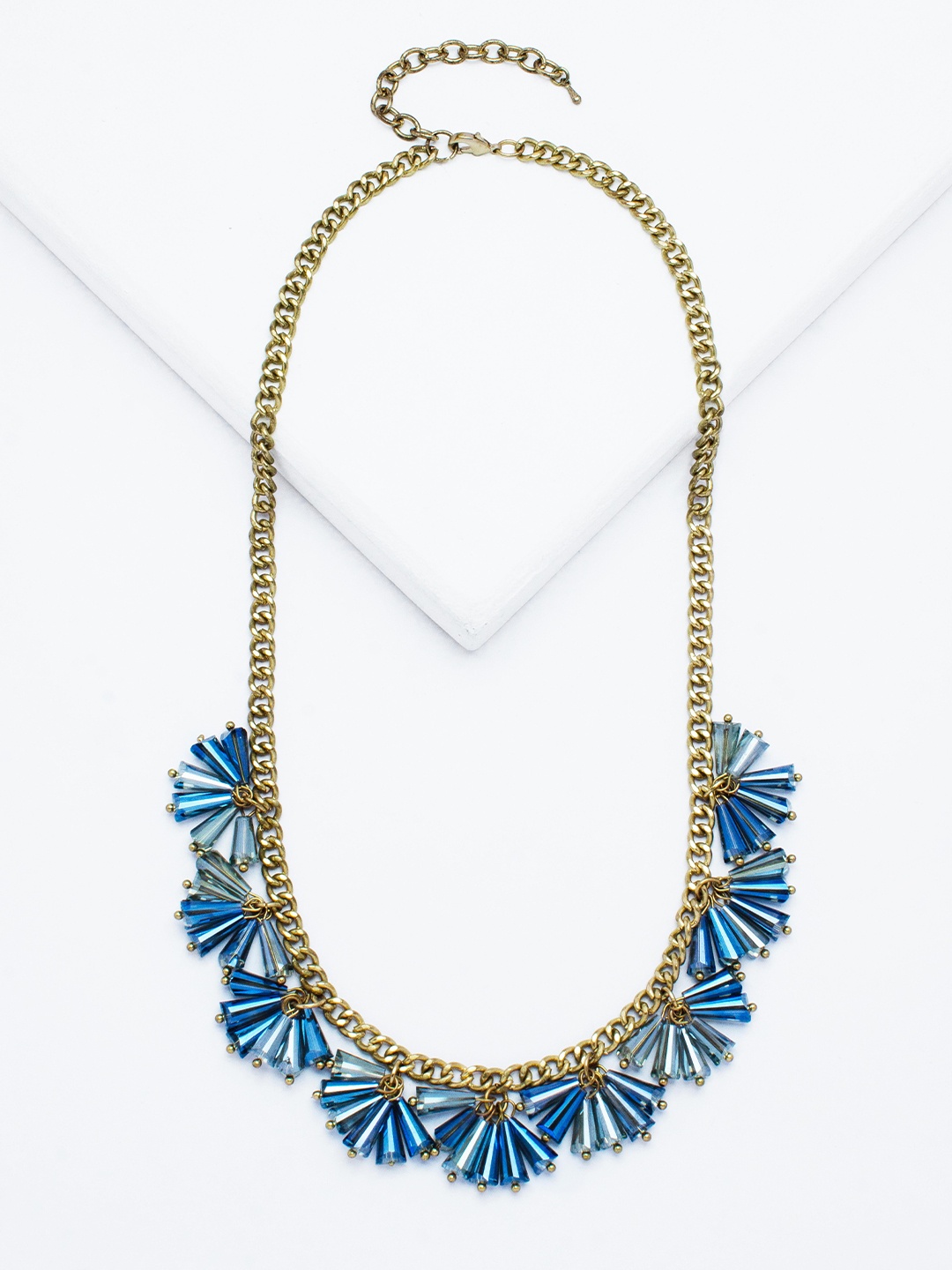 

Rhea Aqua Crystal Bib Gold-Plated Necklace