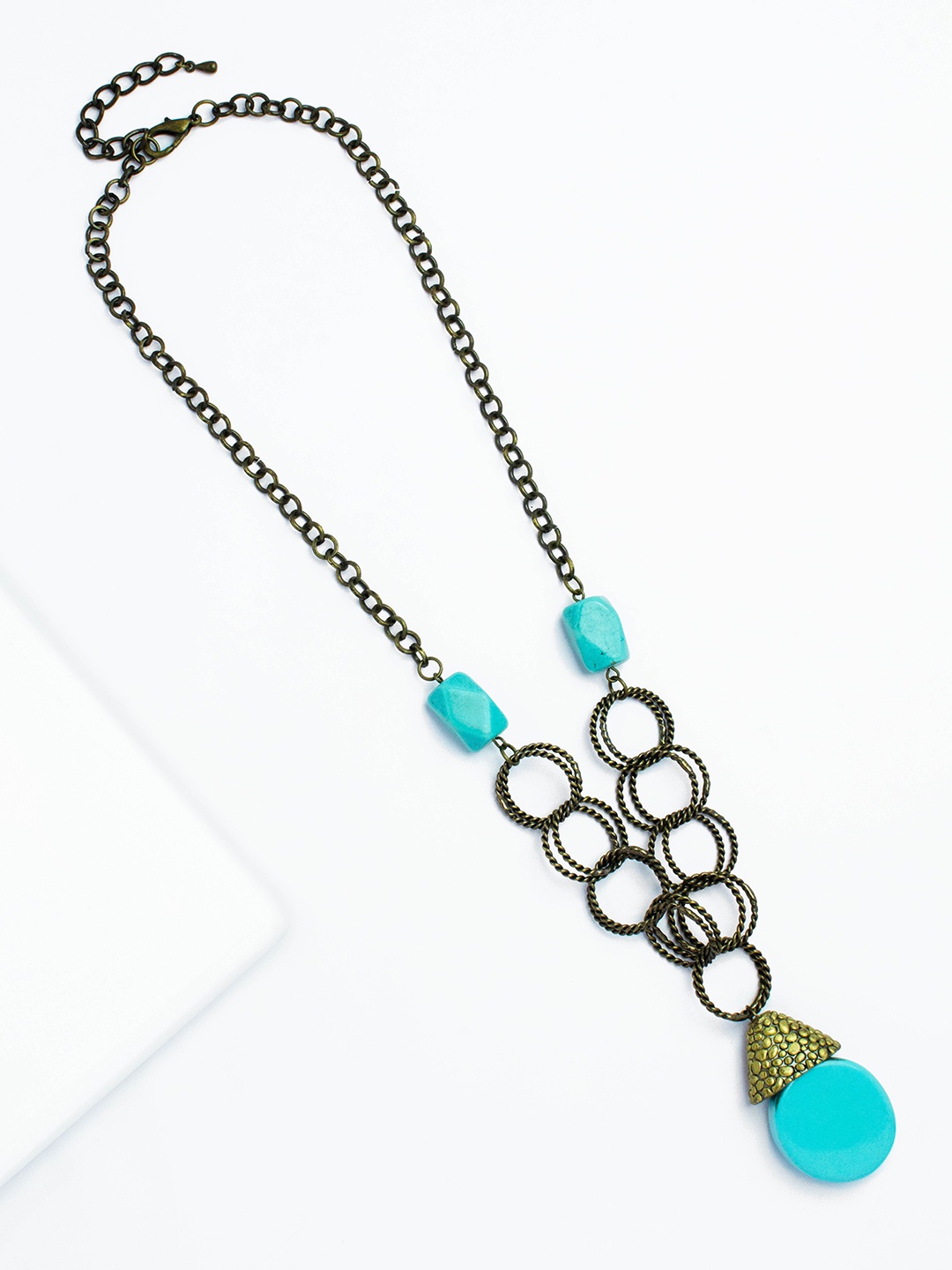

Rhea Aruban Coiled Beaded Necklace, Turquoise blue