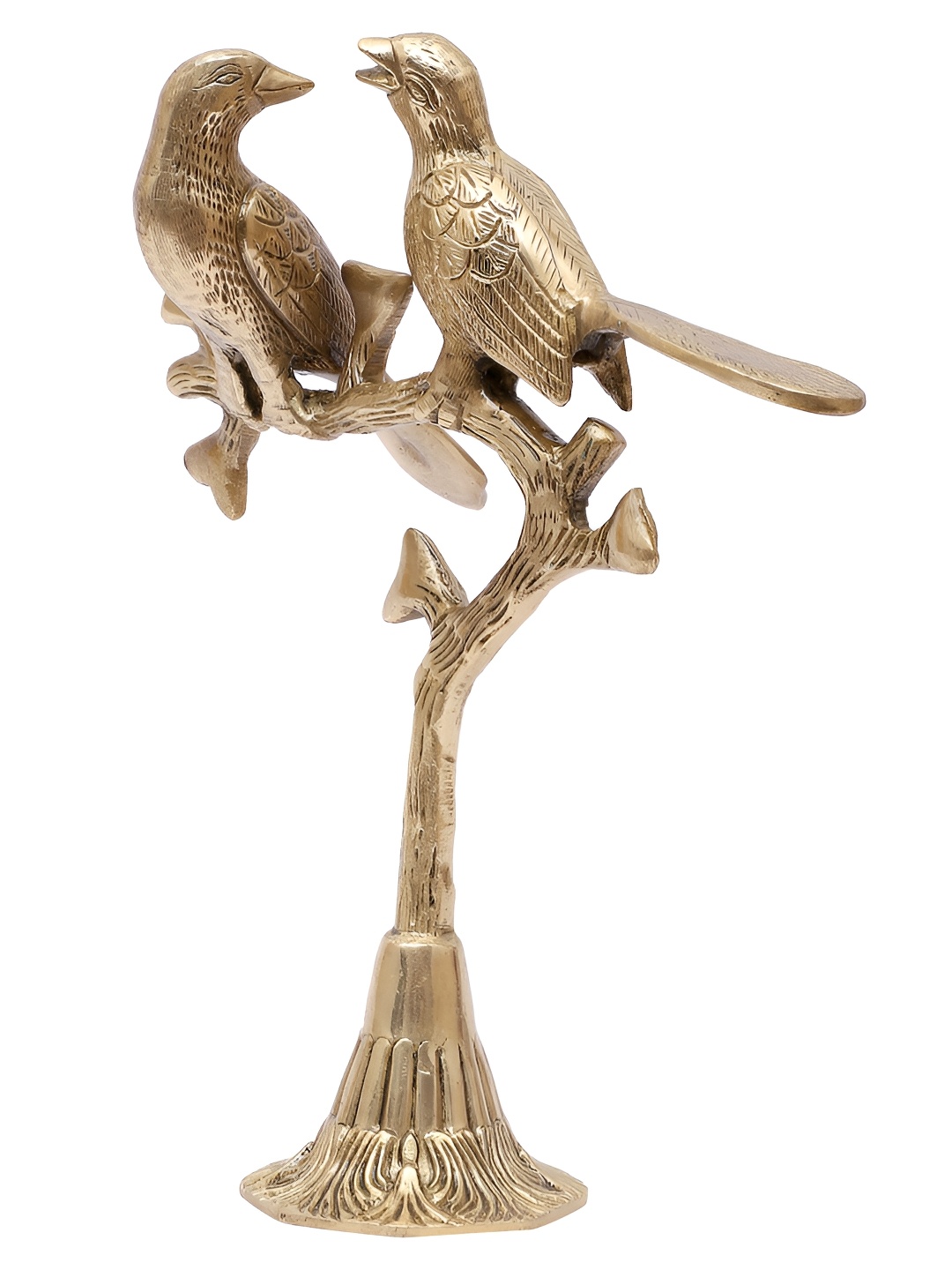 

Two Moustaches Gold-Toned Love Birds on Tree Brass Figurine Showpiece