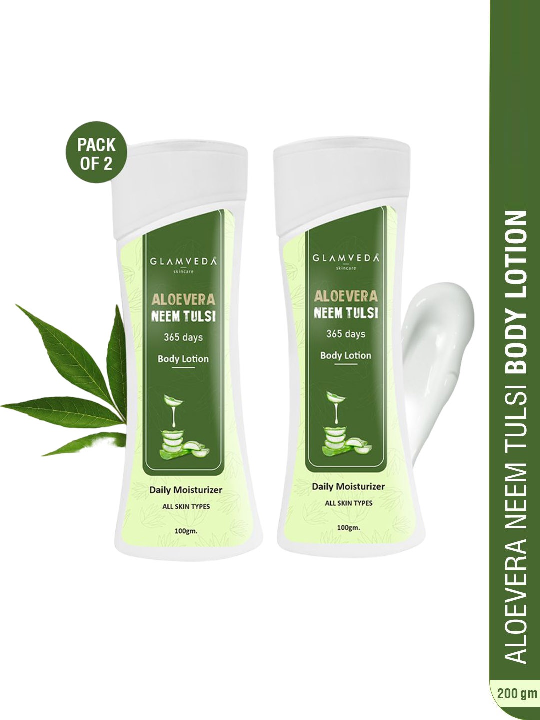 

GLAMVEDA Set Of 2 Hydrating Aloevera & Neem Body Lotions - 100 gm Each, White