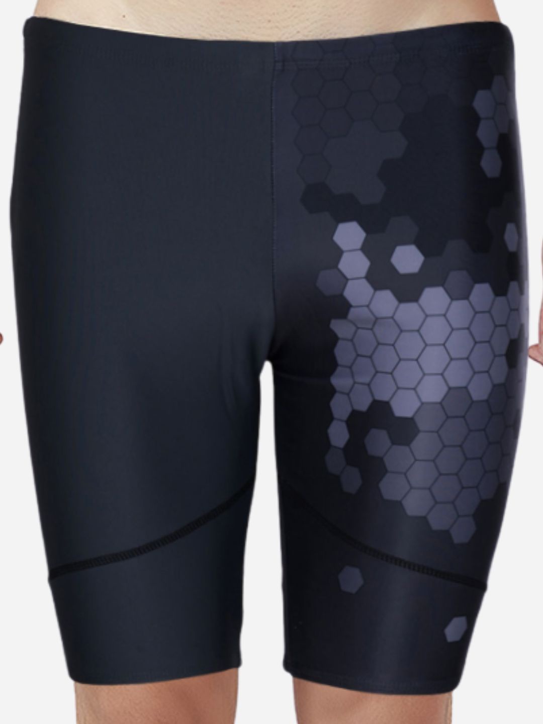 

VELOZ Men Geometric Printed Stretch Swimwear Shorts, Grey