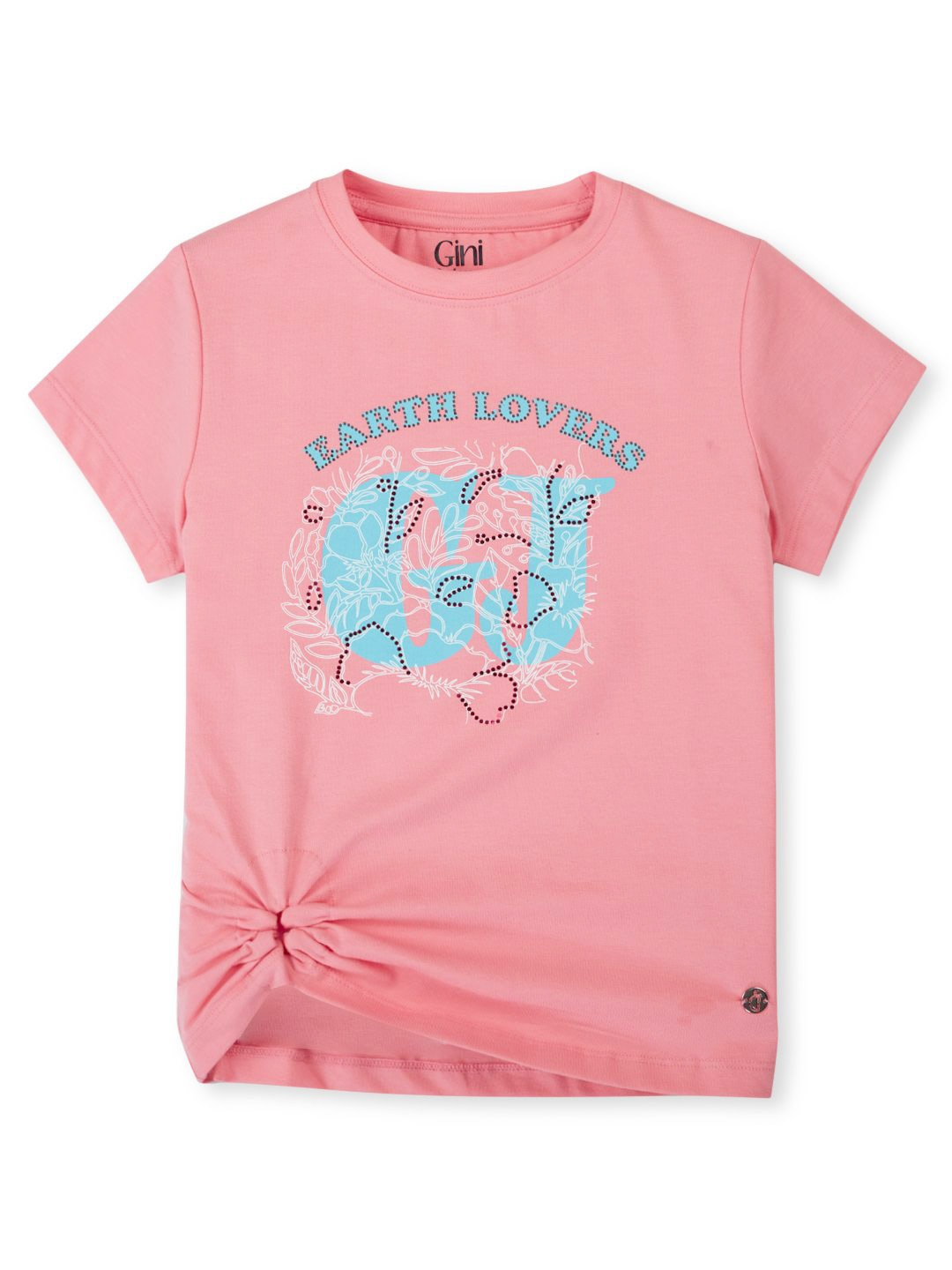 

Gini and Jony Girls Graphic Printed Short Sleeves Cotton Top, Pink