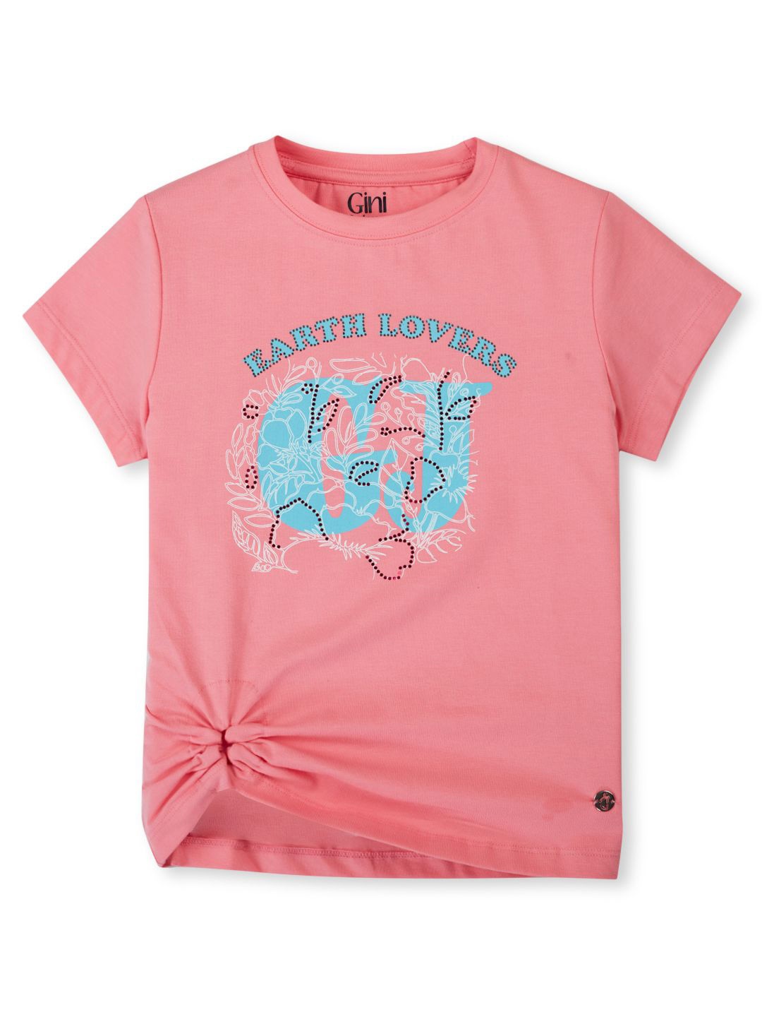 

Gini and Jony Girls Round Neck Printed Cotton Top, Pink