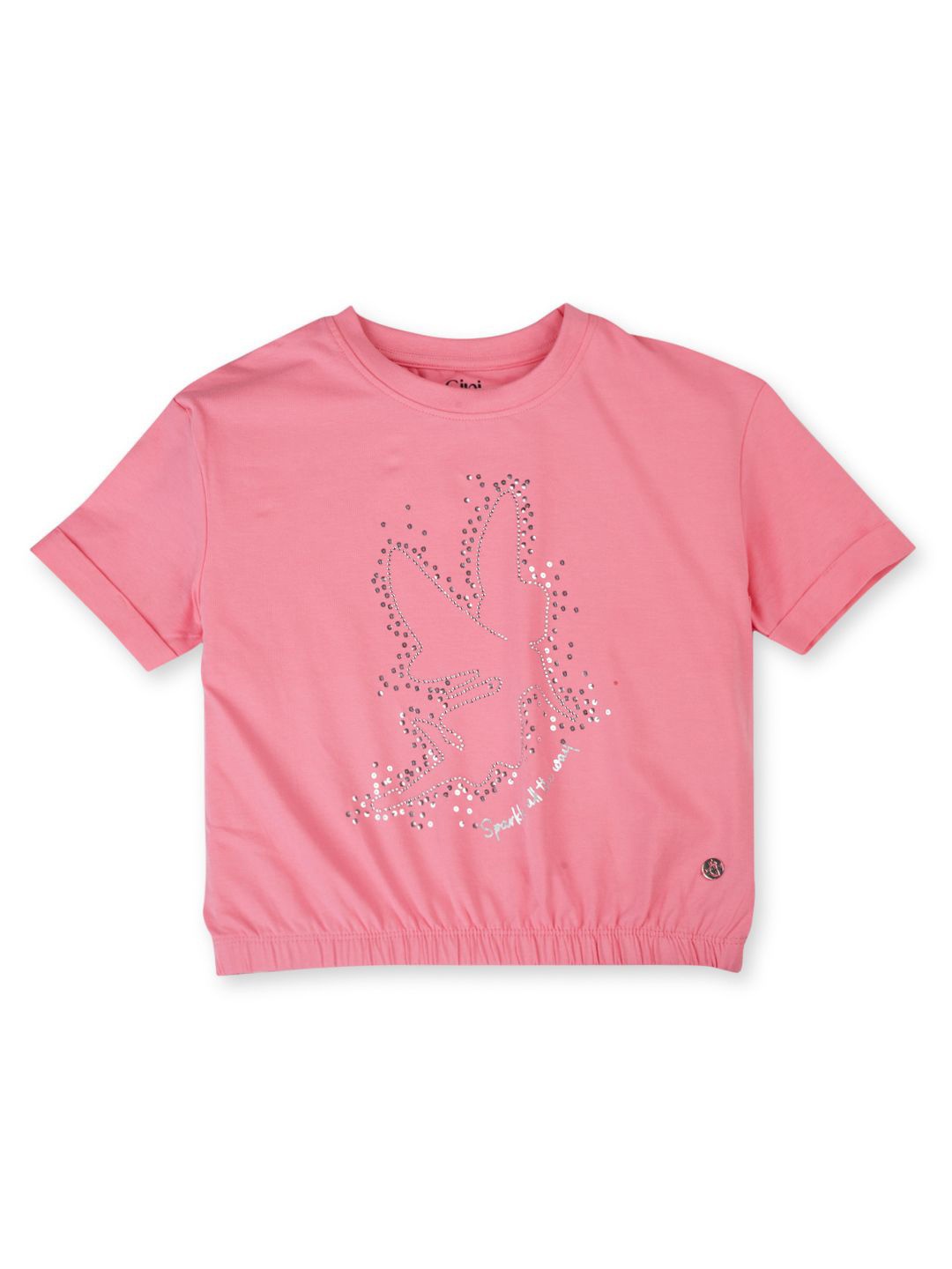 

Gini and Jony Girls Embellished Cotton Top, Pink