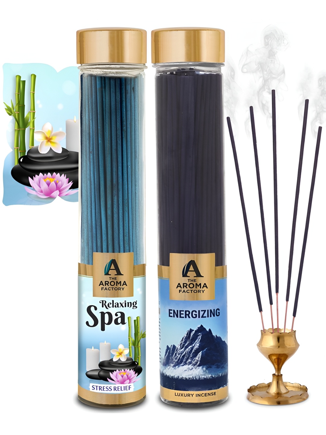 

The Aroma Factory 2-pcs Relaxing Spa & Energizing Natural Dhoopbatti, Brown