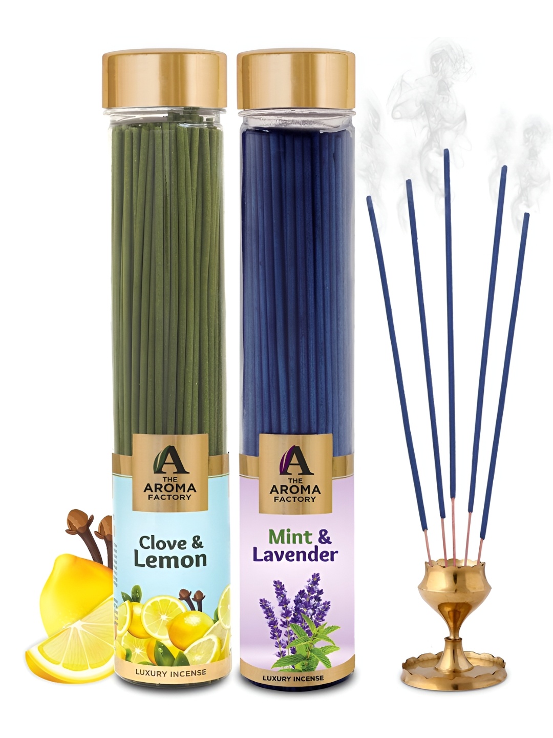 

The Aroma Factory Pack of 2 Green & Blue Clove&Lemon Mint&Lavender Incense Sticks, Na