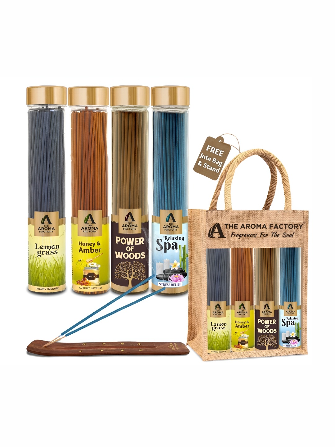 

The Aroma Factory Set of 4 Wooden Agarbatti Incence Stick, Brown