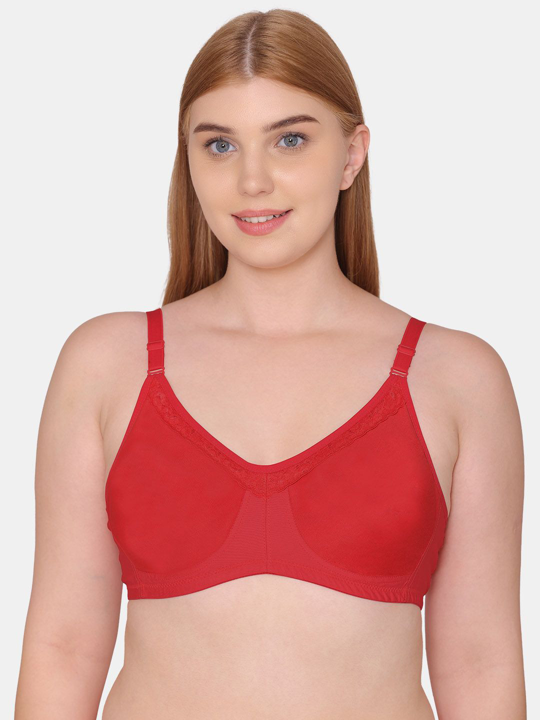 

Souminie Full Coverage Non Padded Non-Wired Cotton T-shirt Bra- All Day Comfort, Red
