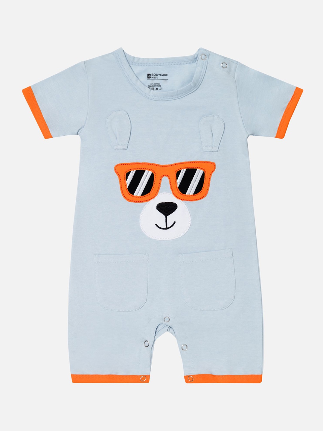 

Bodycare Kids Infant Boys Embellished Cotton Romper, Blue