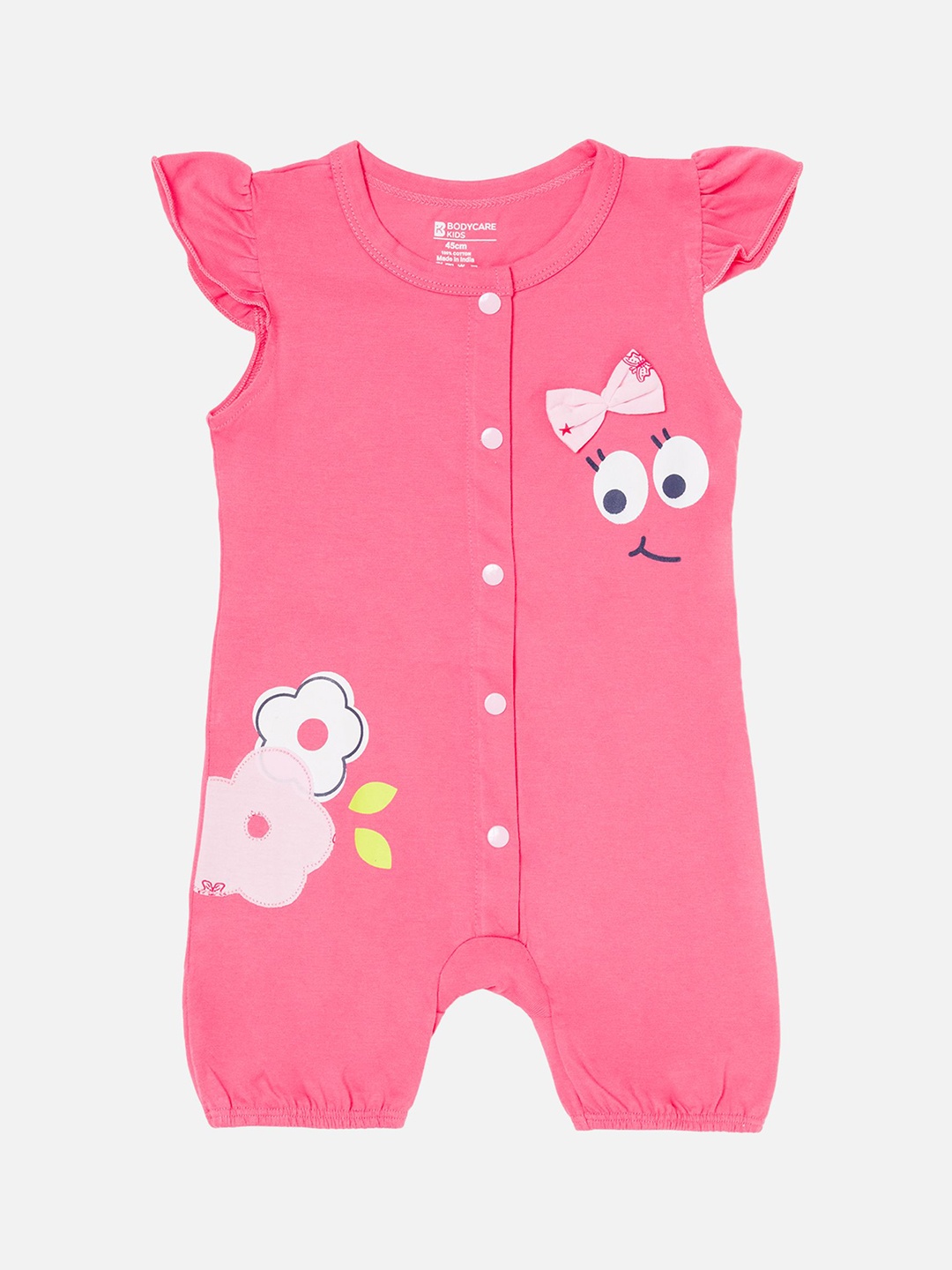 

Bodycare Kids Infant Girls Printed Cotton Romper, Pink
