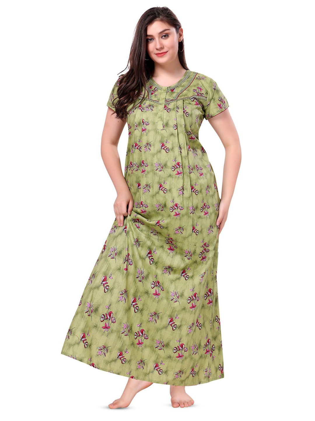 

Soulemo Printed Pure Cotton Maxi Nightdress, Green