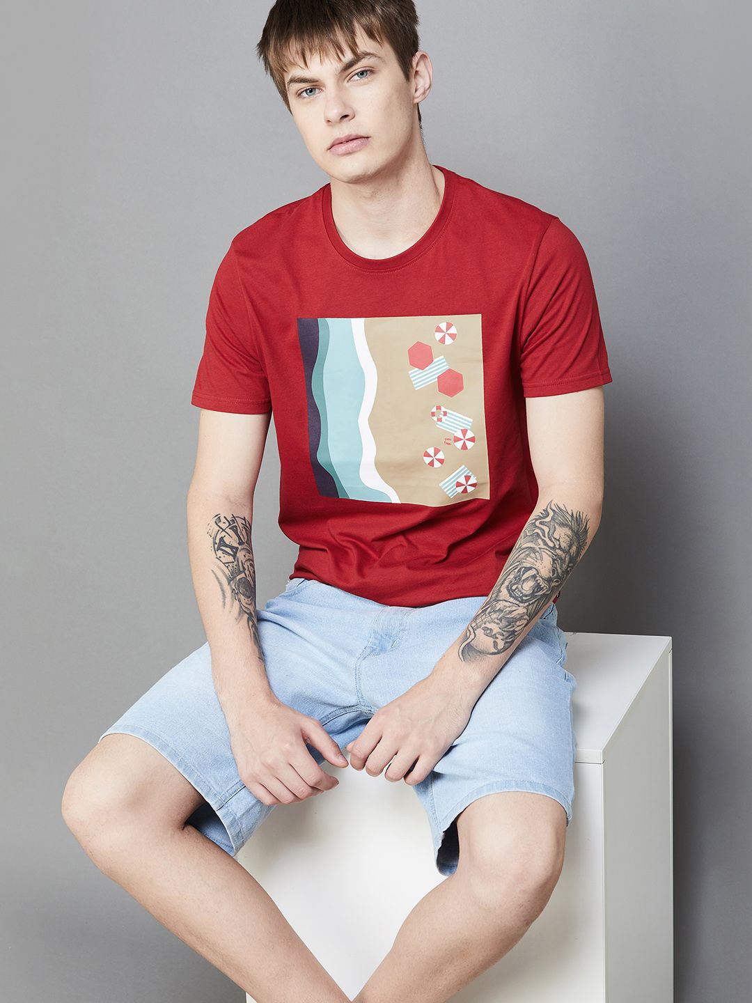 

Fame Forever by Lifestyle Graphic Printed Cotton Casual T-shirt, Red