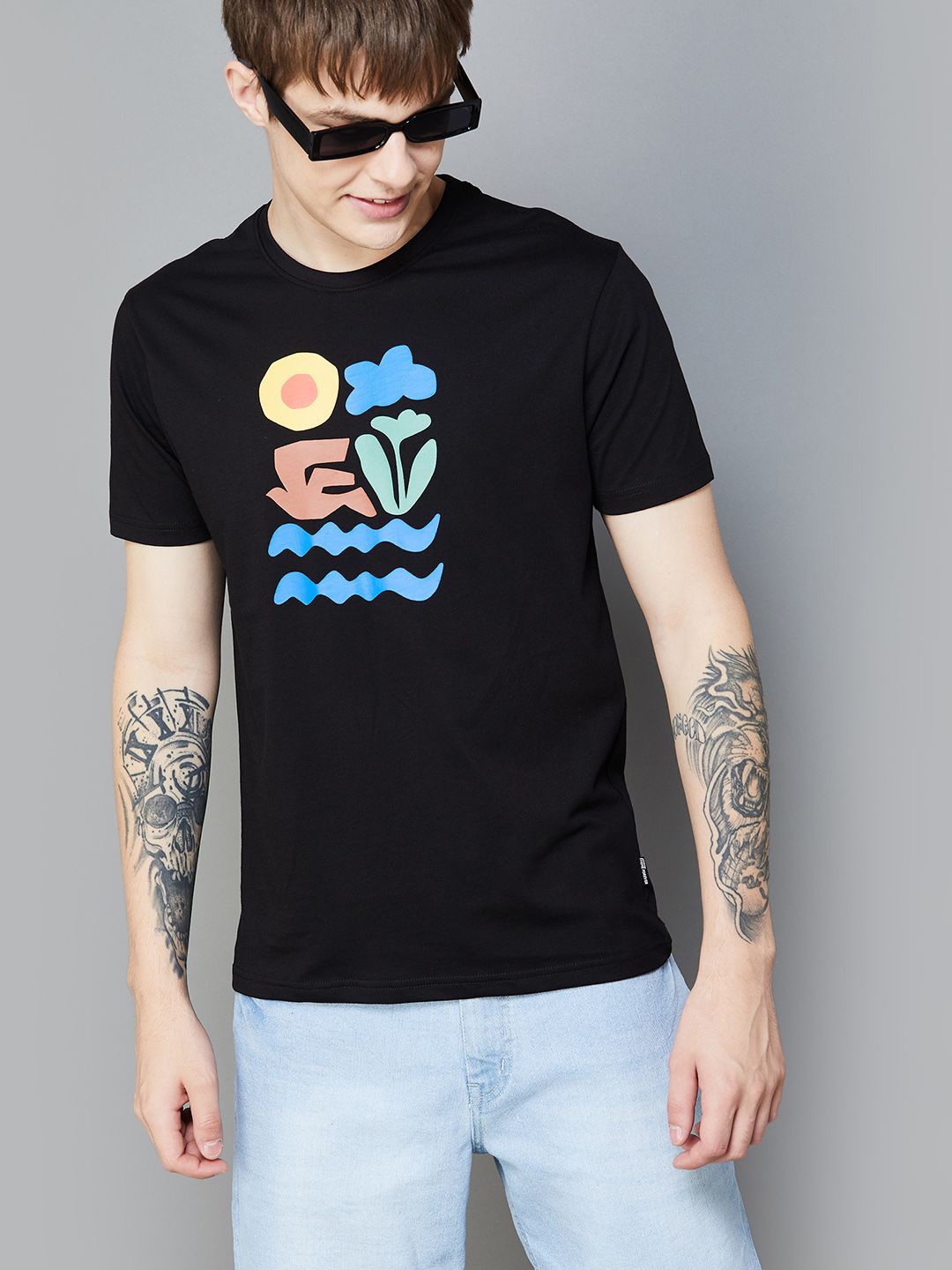 Fame Forever by Lifestyle Graphic Printed Cotton Casual Casual T-shirt, Black