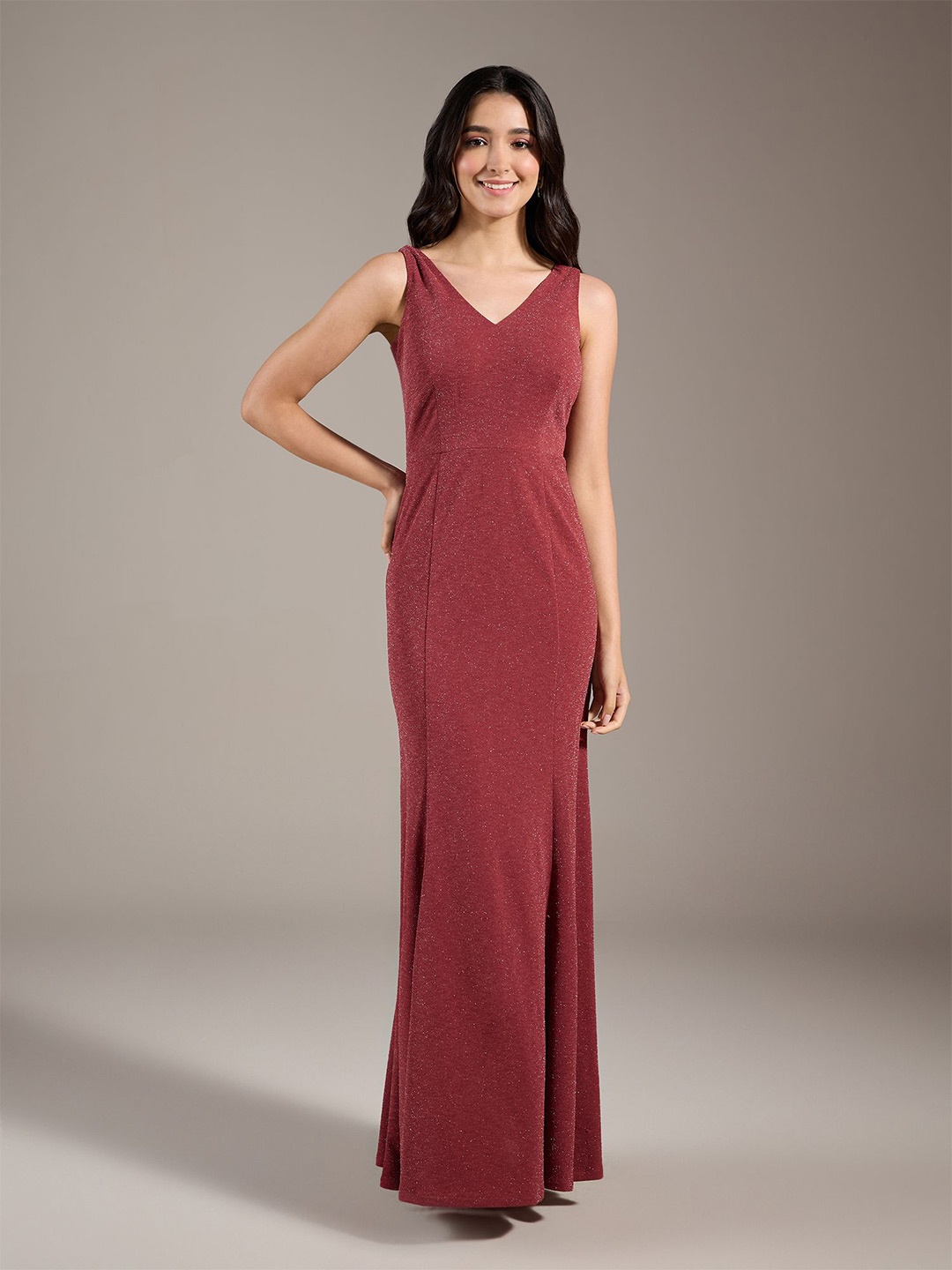 

20Dresses Maroon V-Neck Sleeveless Party Maxi Dress