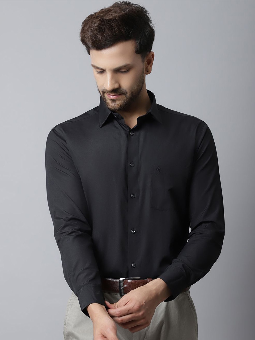 

Cantabil Spread Collar Formal Shirt, Black