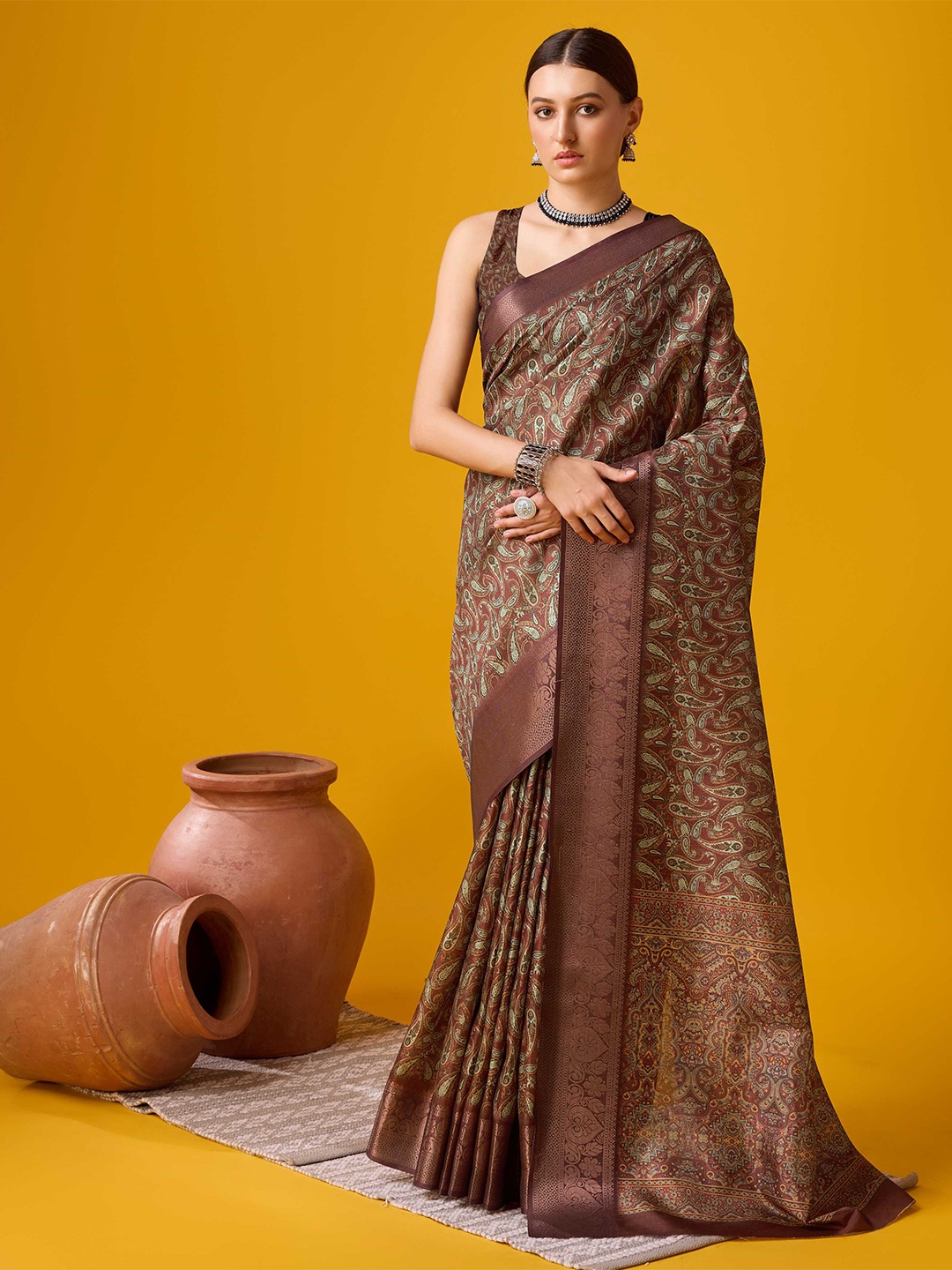 

Panzora Paisley Zari Saree, Brown