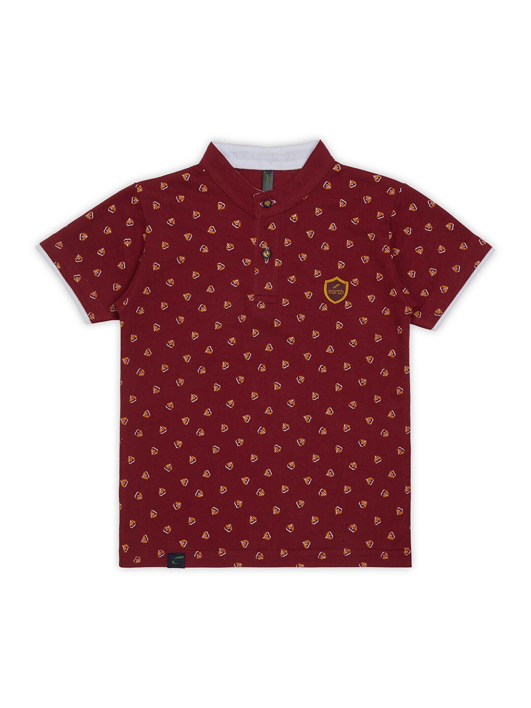 

earth conscious Boys Conversational Printed Cotton Polo Collar T-shirt, Maroon