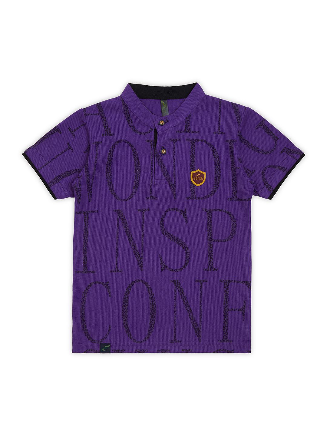 

earth conscious Boys Typography Printed Polo Collar Cotton Casual T-shirt, Purple