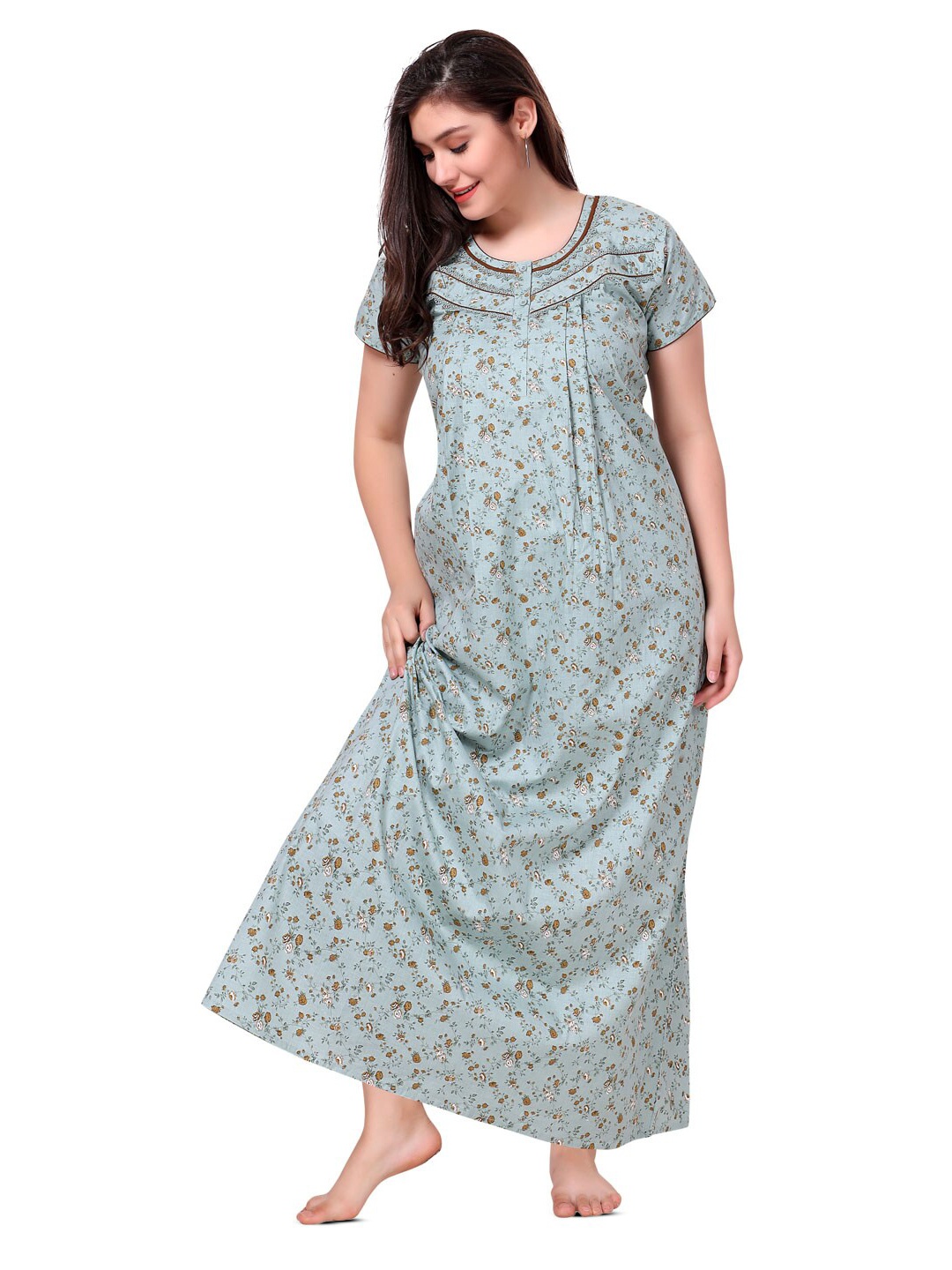 

Soulemo Printed Pure Cotton Maxi Nightdress, Green
