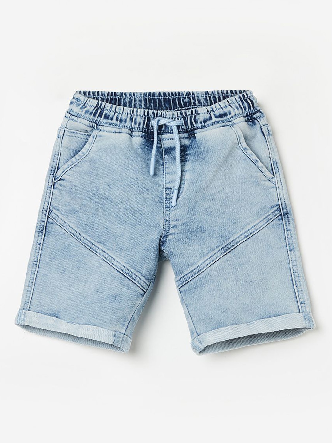 Fame Forever by Lifestyle Boys Washed Mid-Rise Pocket Detailing Denim Shorts, Blue